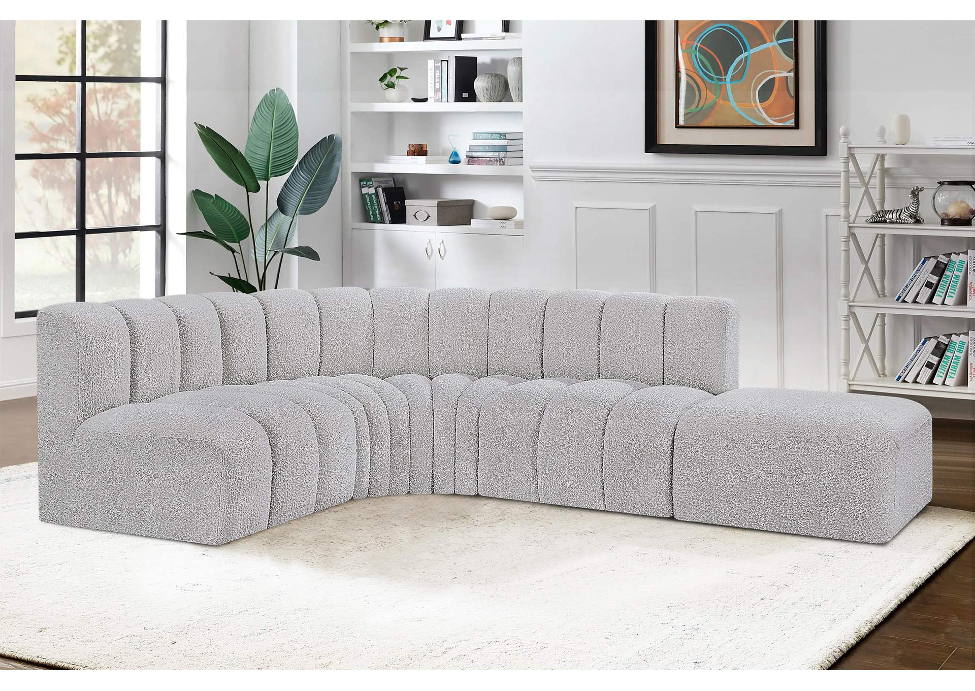 Arc Grey Boucle Fabric Modular Sofa,Meridian Furniture