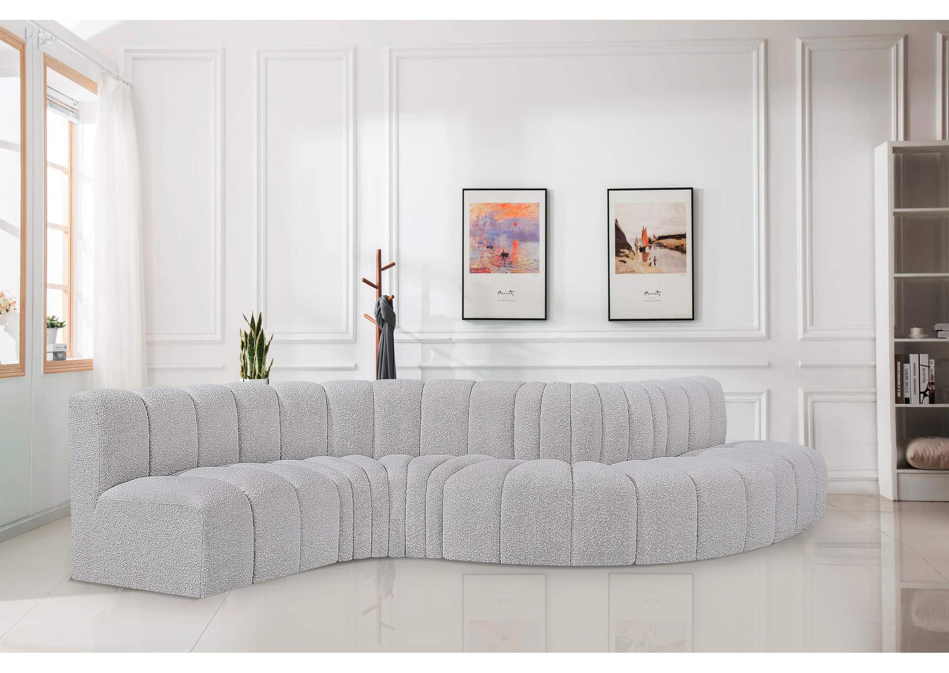 Arc Grey Boucle Fabric Modular Sofa,Meridian Furniture