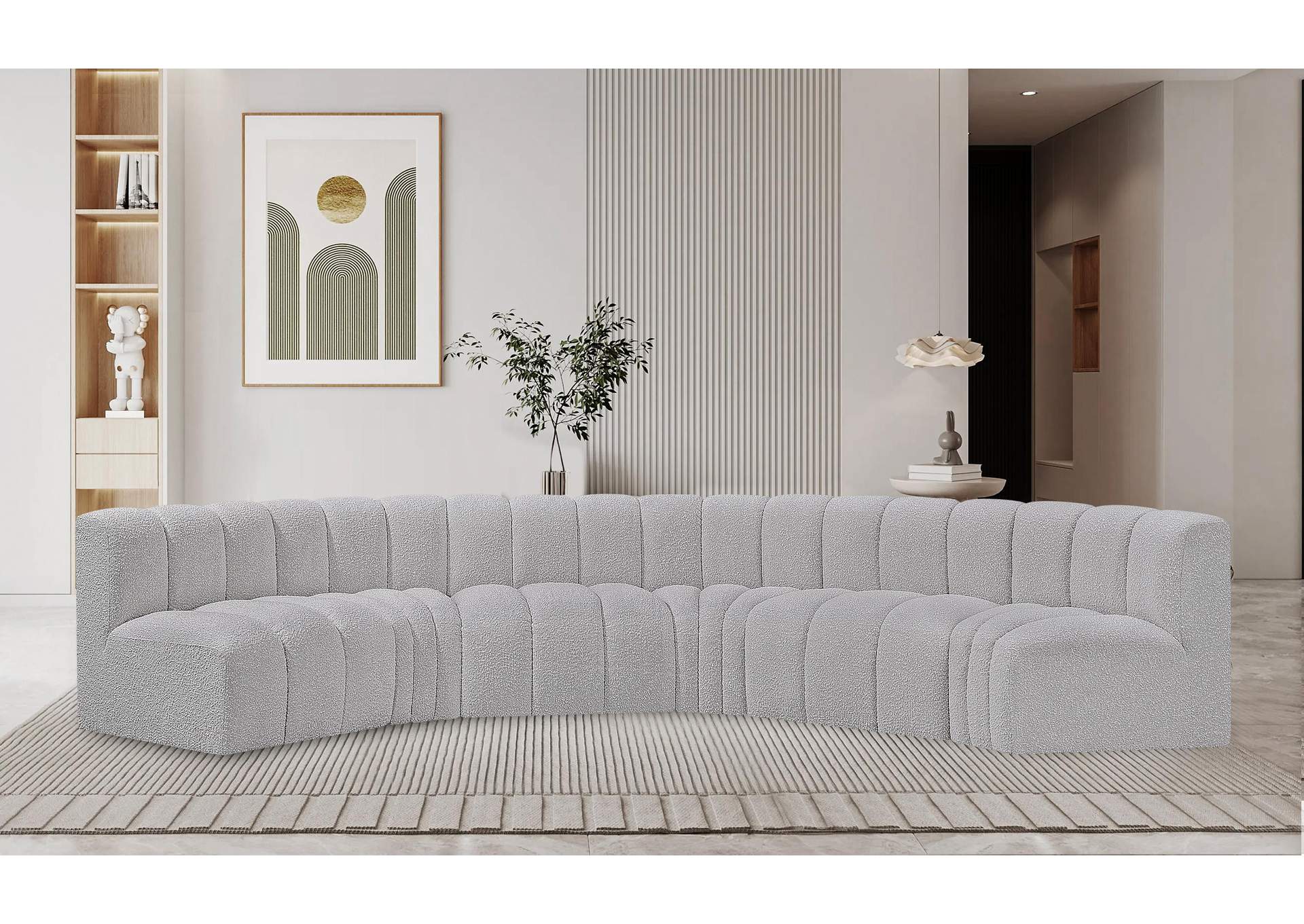 Arc Grey Boucle Fabric Modular Sofa,Meridian Furniture