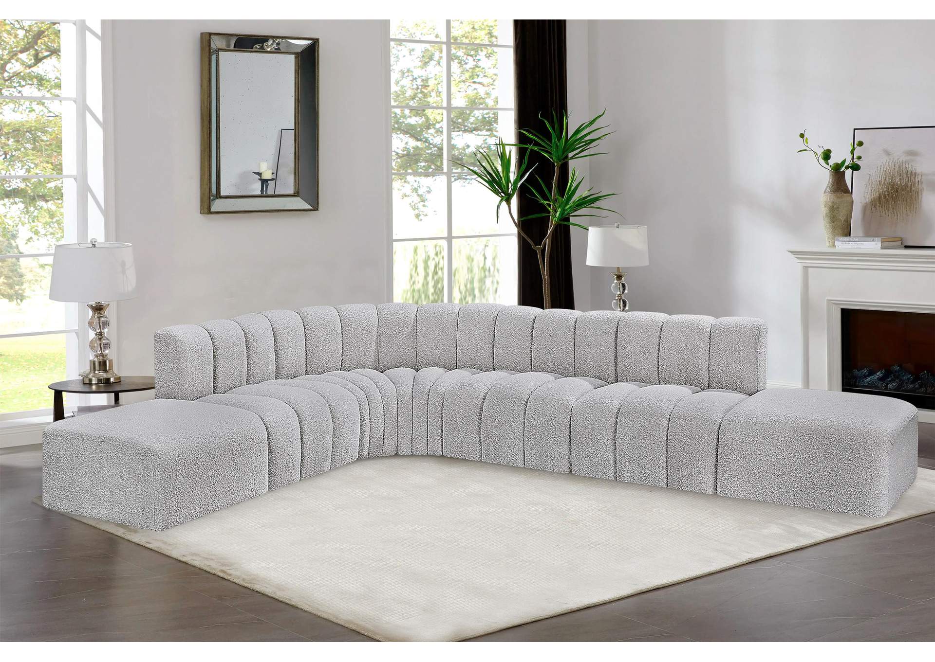 Arc Grey Boucle Fabric Modular Sofa,Meridian Furniture