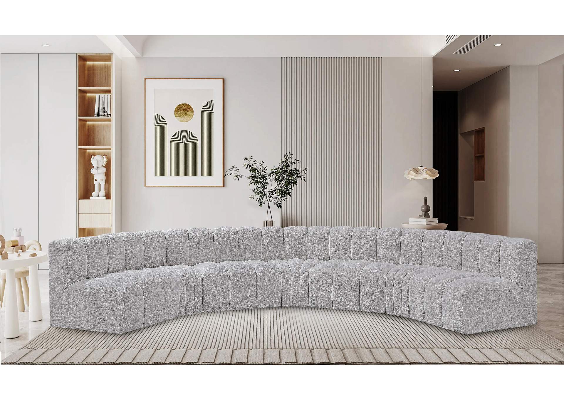 Arc Grey Boucle Fabric Modular Sofa,Meridian Furniture