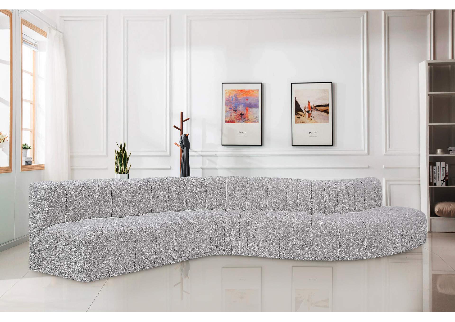 Arc Grey Boucle Fabric Modular Sofa,Meridian Furniture