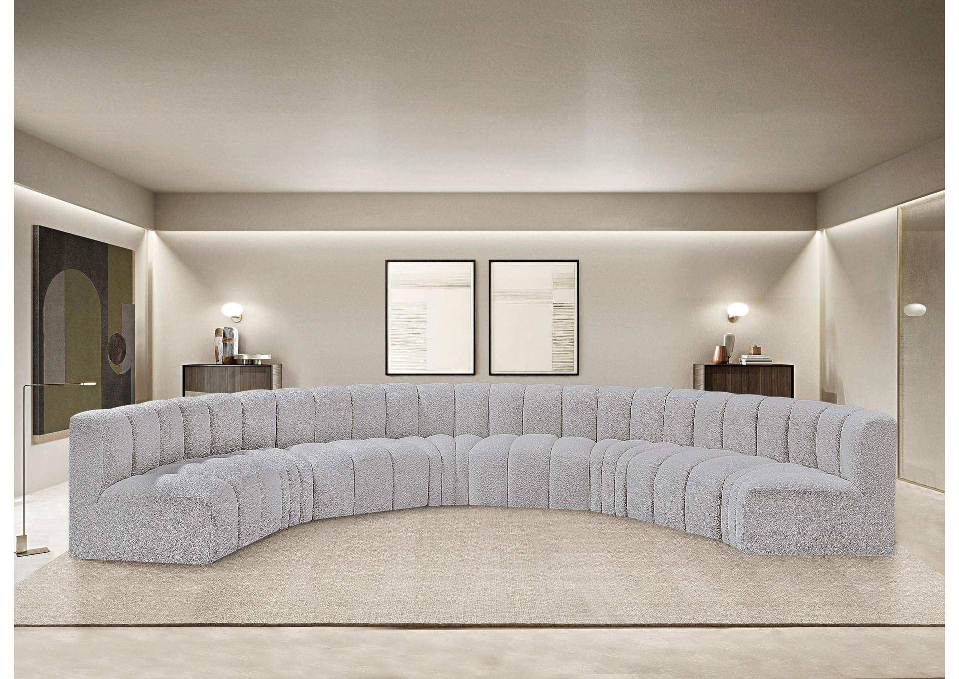 Arc Grey Boucle Fabric Modular Sofa,Meridian Furniture