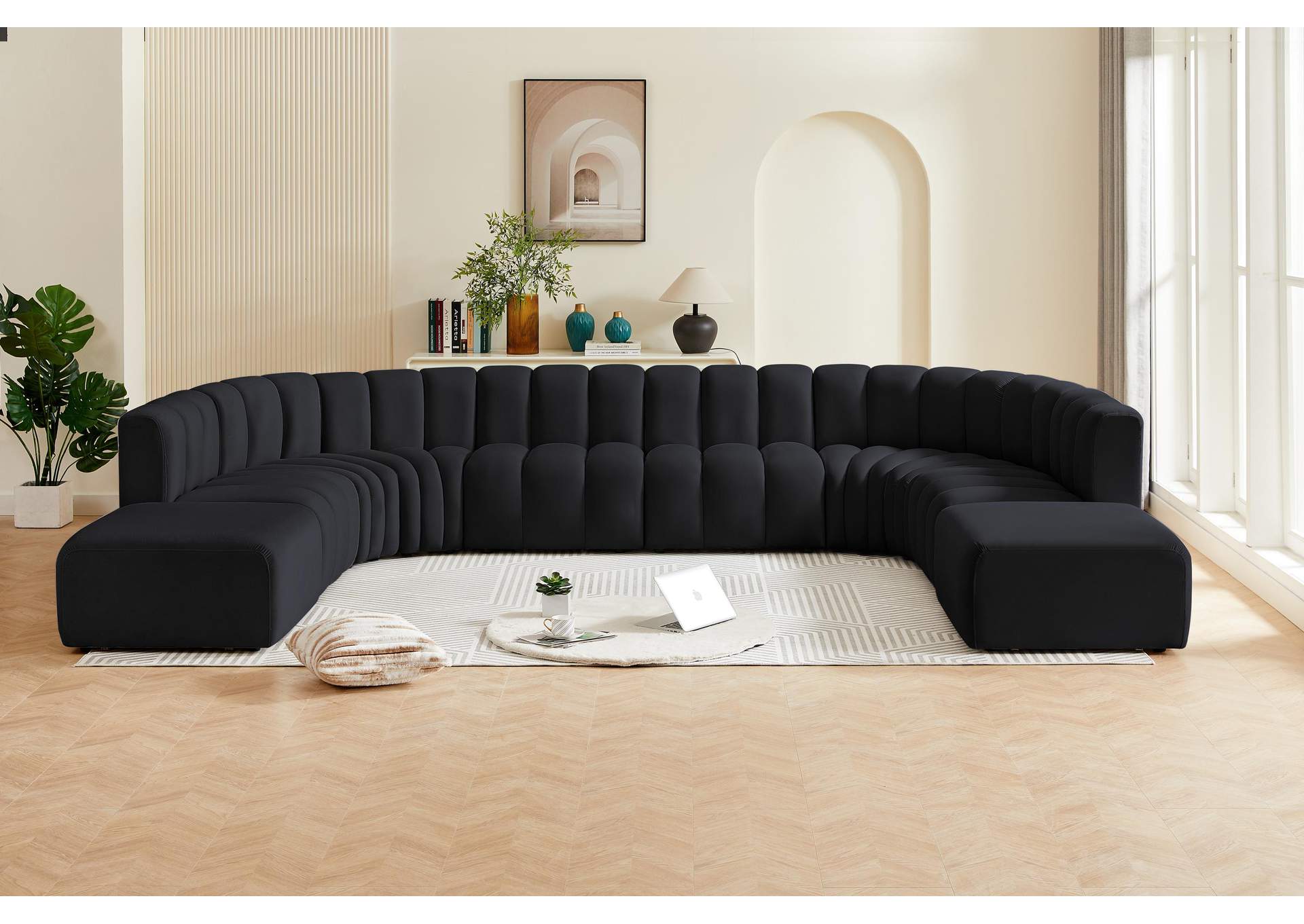 Arc Black Velvet Modular Sofa,Meridian Furniture