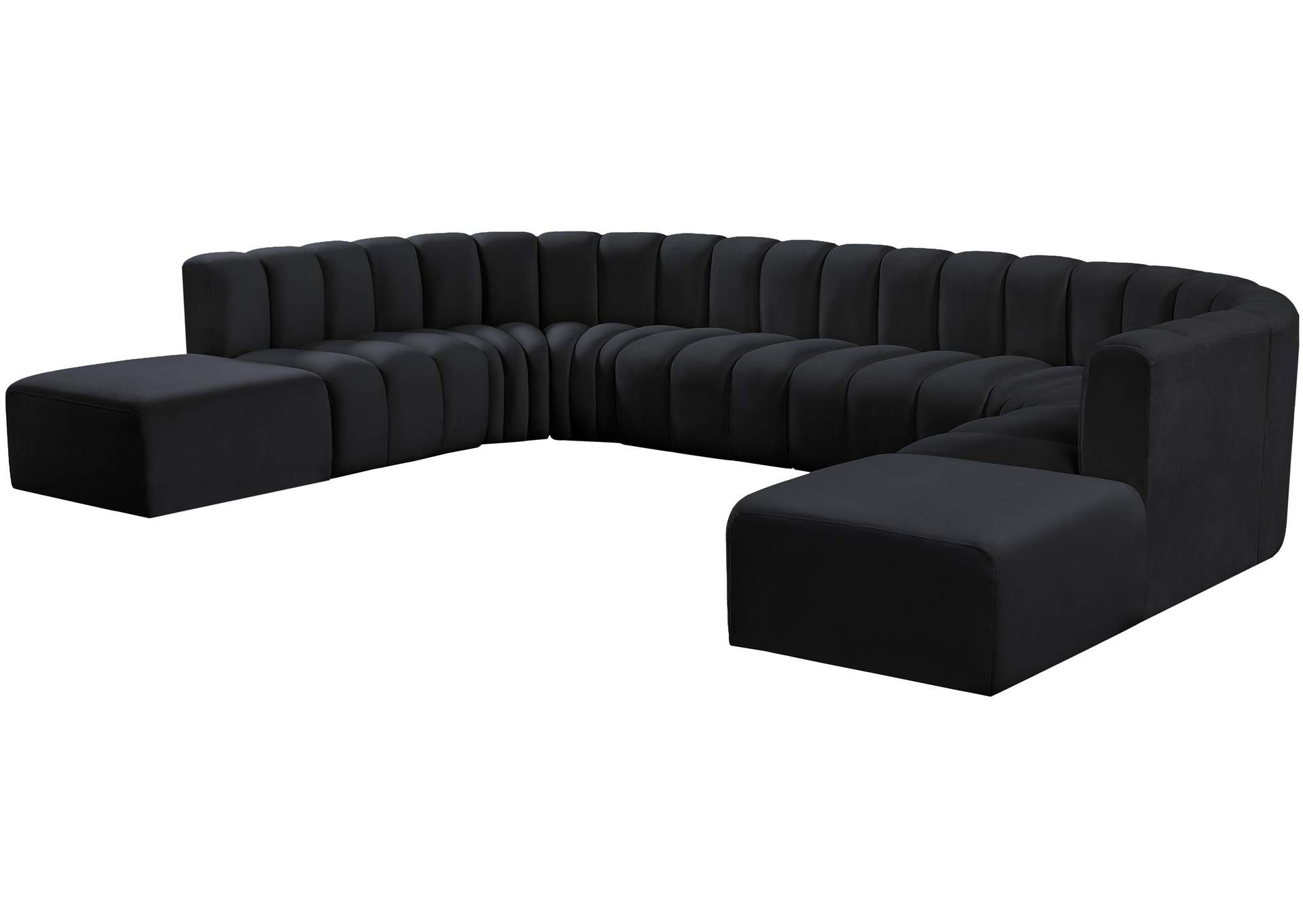 Arc Black Velvet Modular Sofa,Meridian Furniture