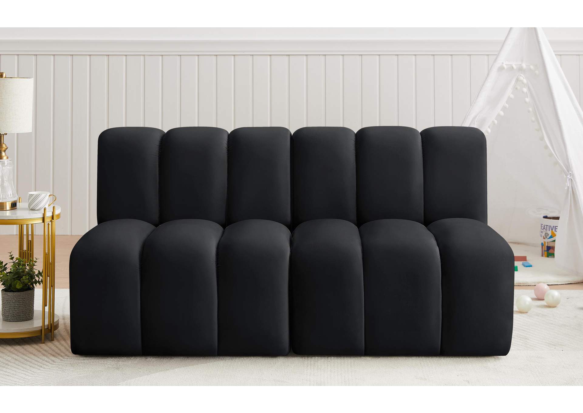 Arc Black Velvet Modular Sofa,Meridian Furniture