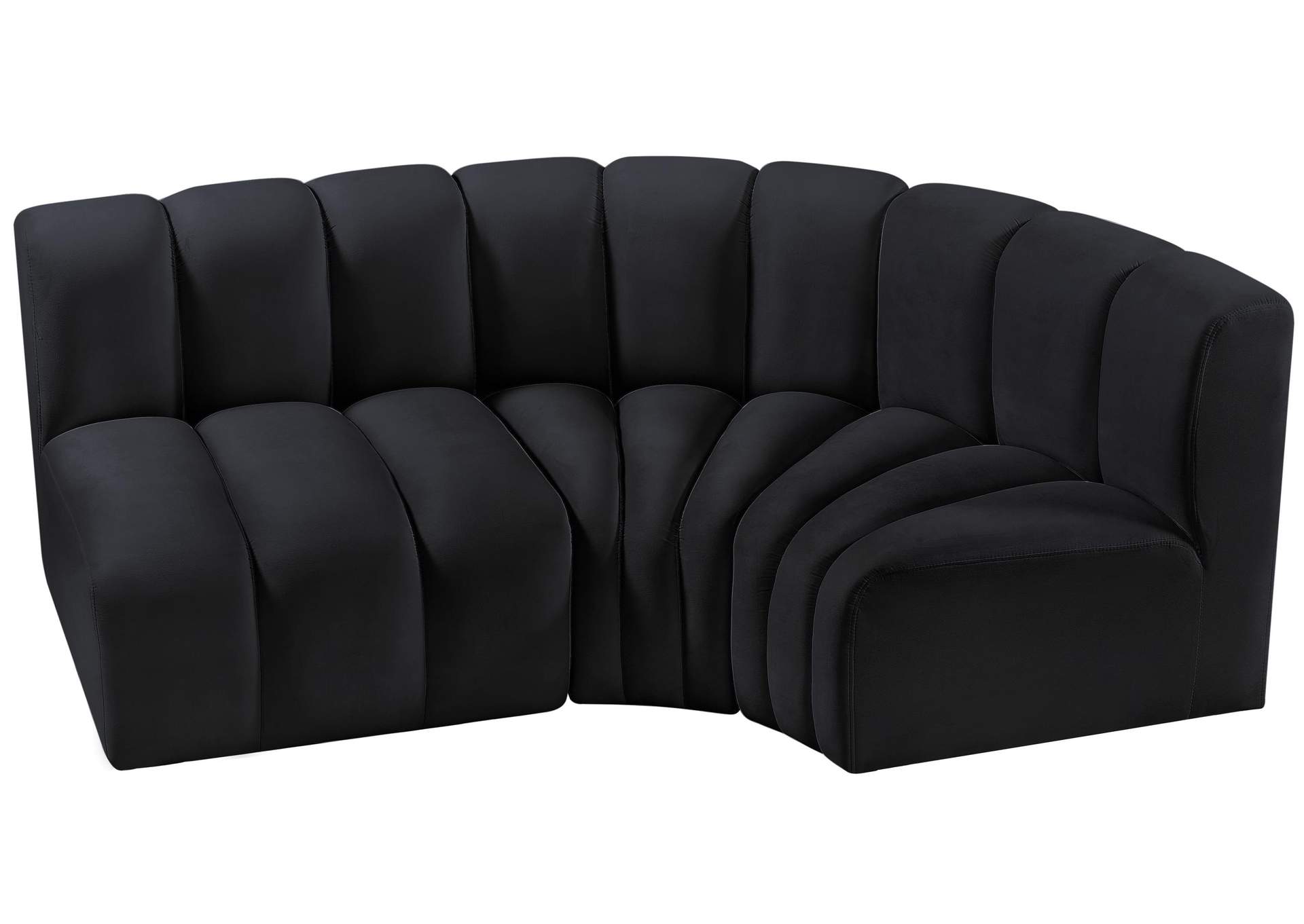 Arc Black Velvet Modular Sofa,Meridian Furniture