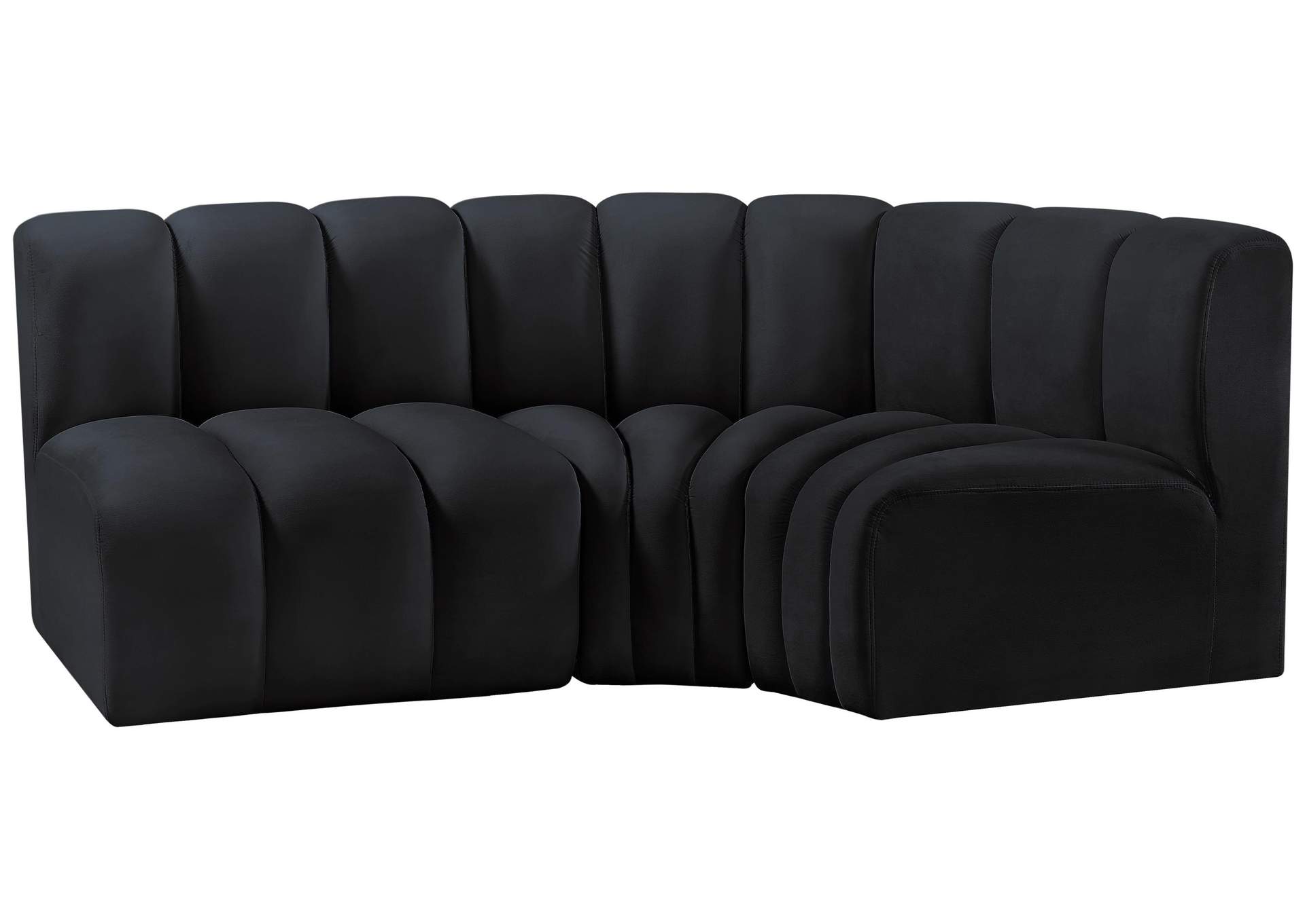 Arc Black Velvet Modular Sofa,Meridian Furniture