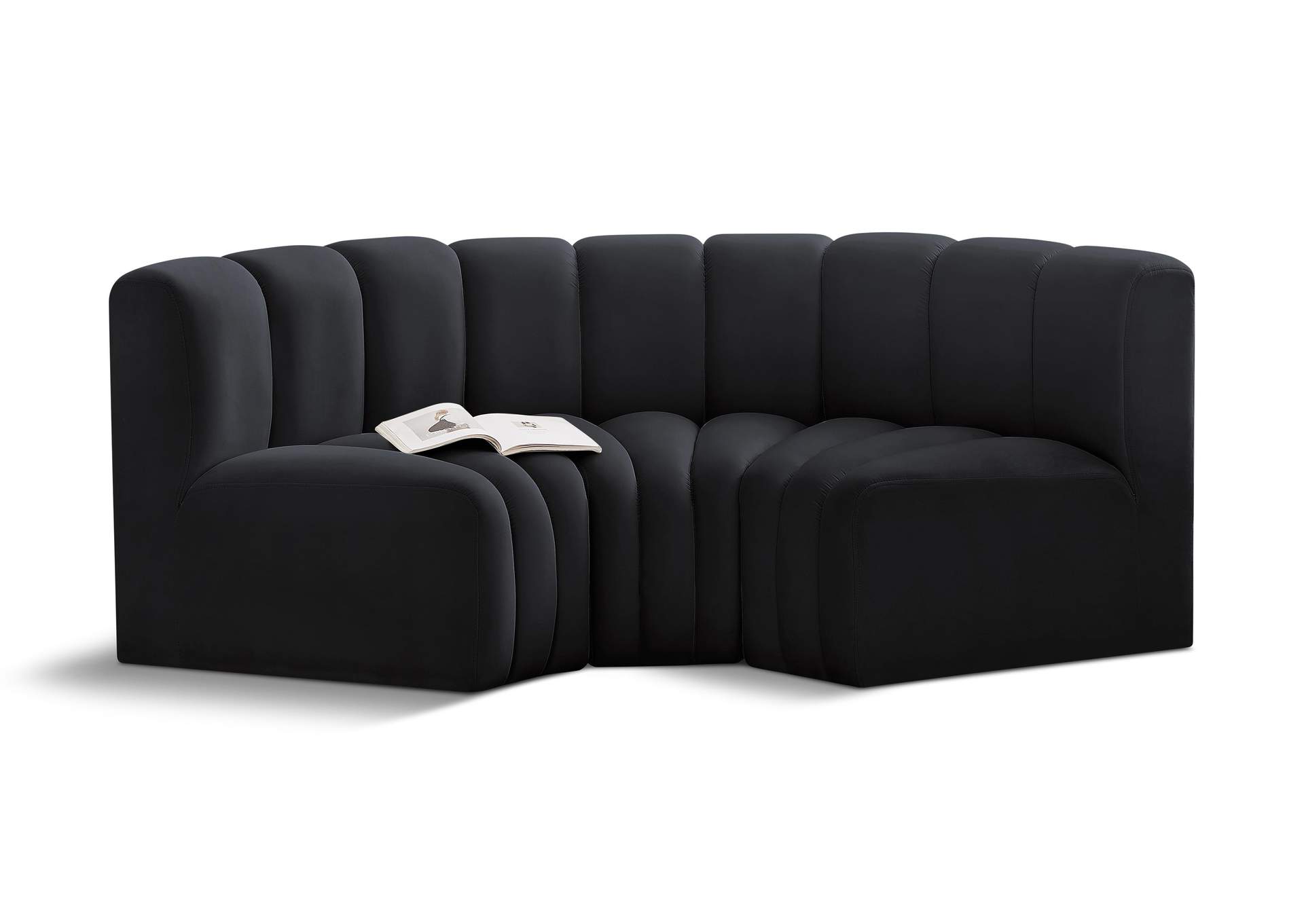 Arc Black Velvet Modular Sofa,Meridian Furniture