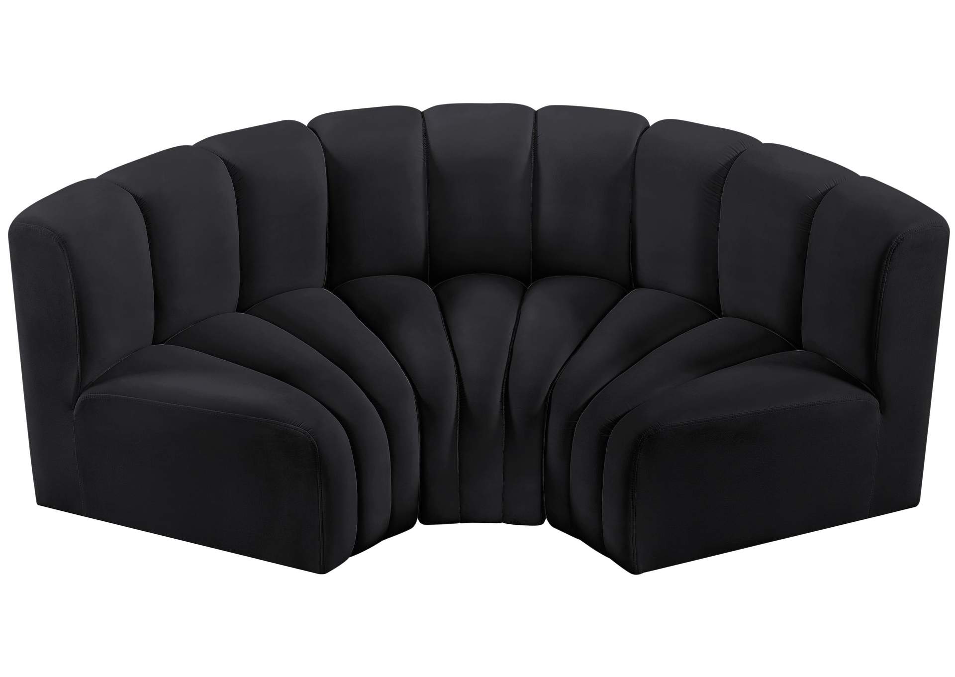 Arc Black Velvet Modular Sofa,Meridian Furniture