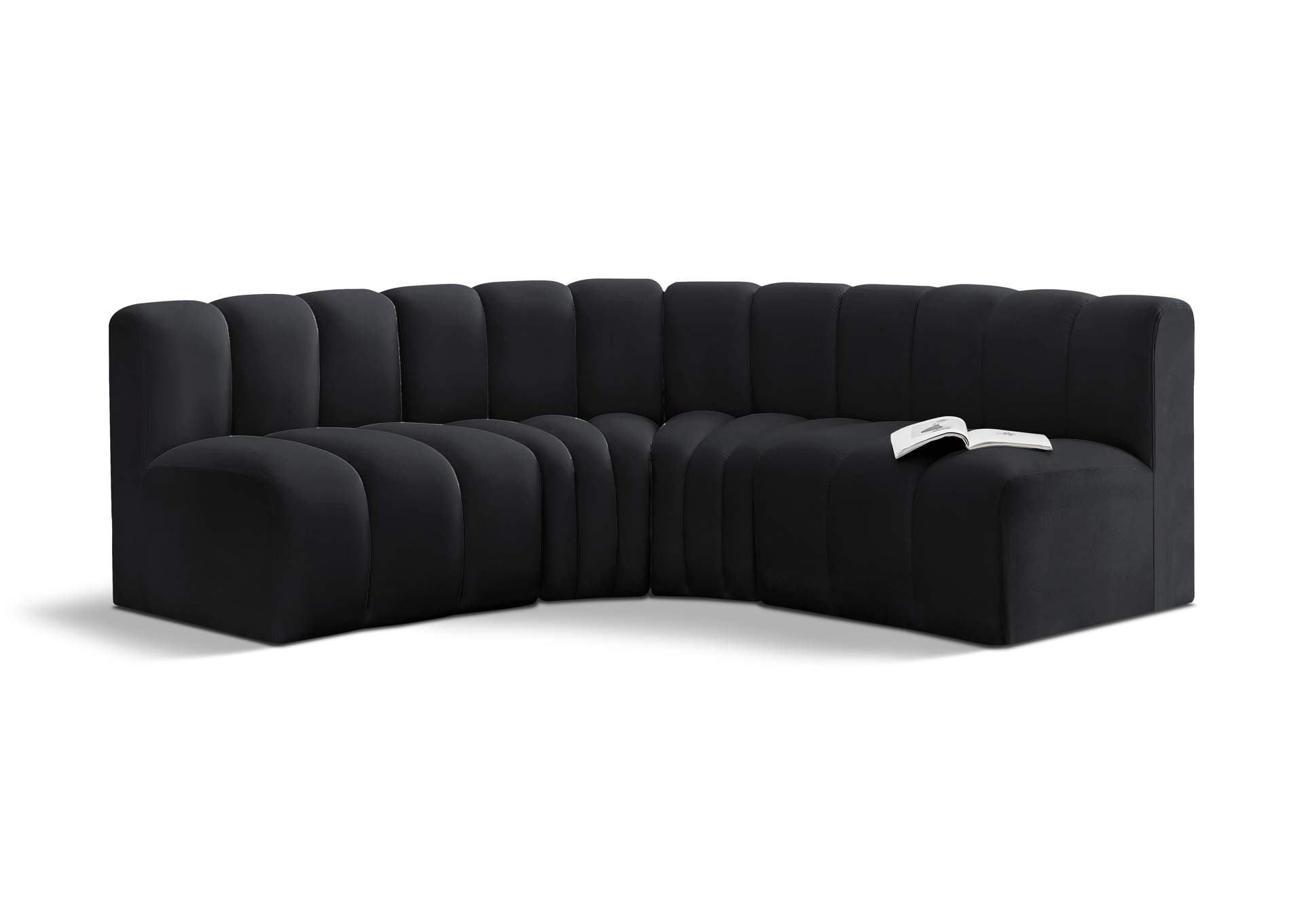 Arc Black Velvet Modular Sofa,Meridian Furniture