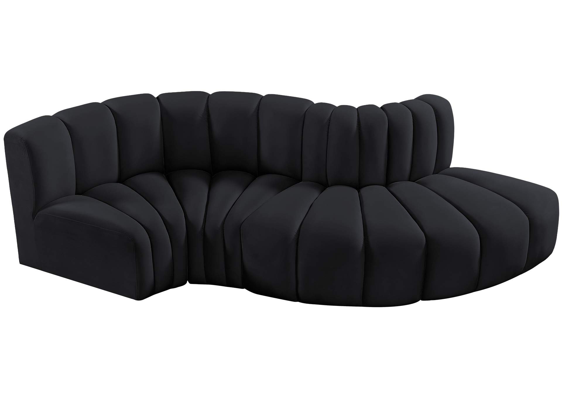 Arc Black Velvet Modular Sofa,Meridian Furniture