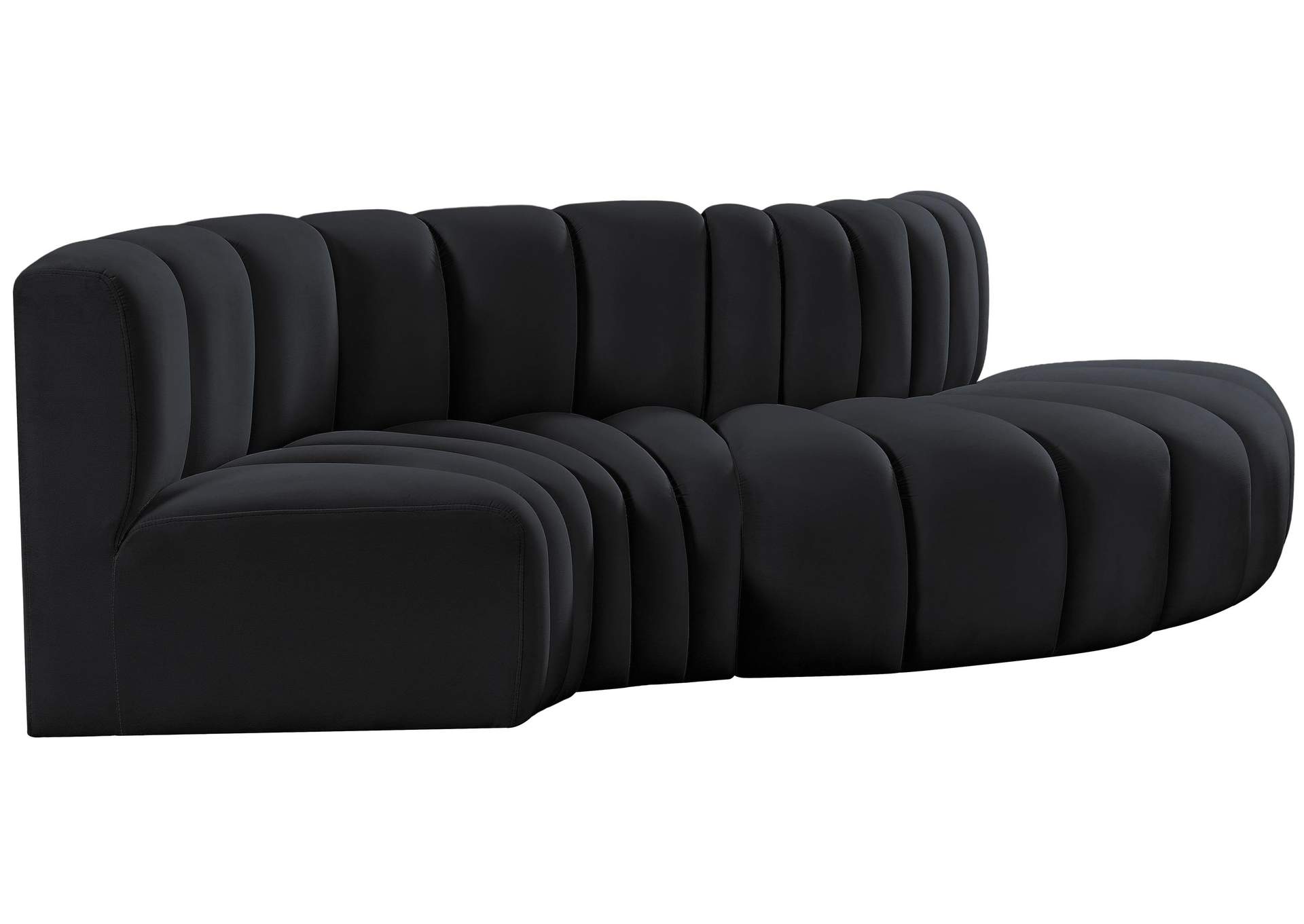 Arc Black Velvet Modular Sofa,Meridian Furniture