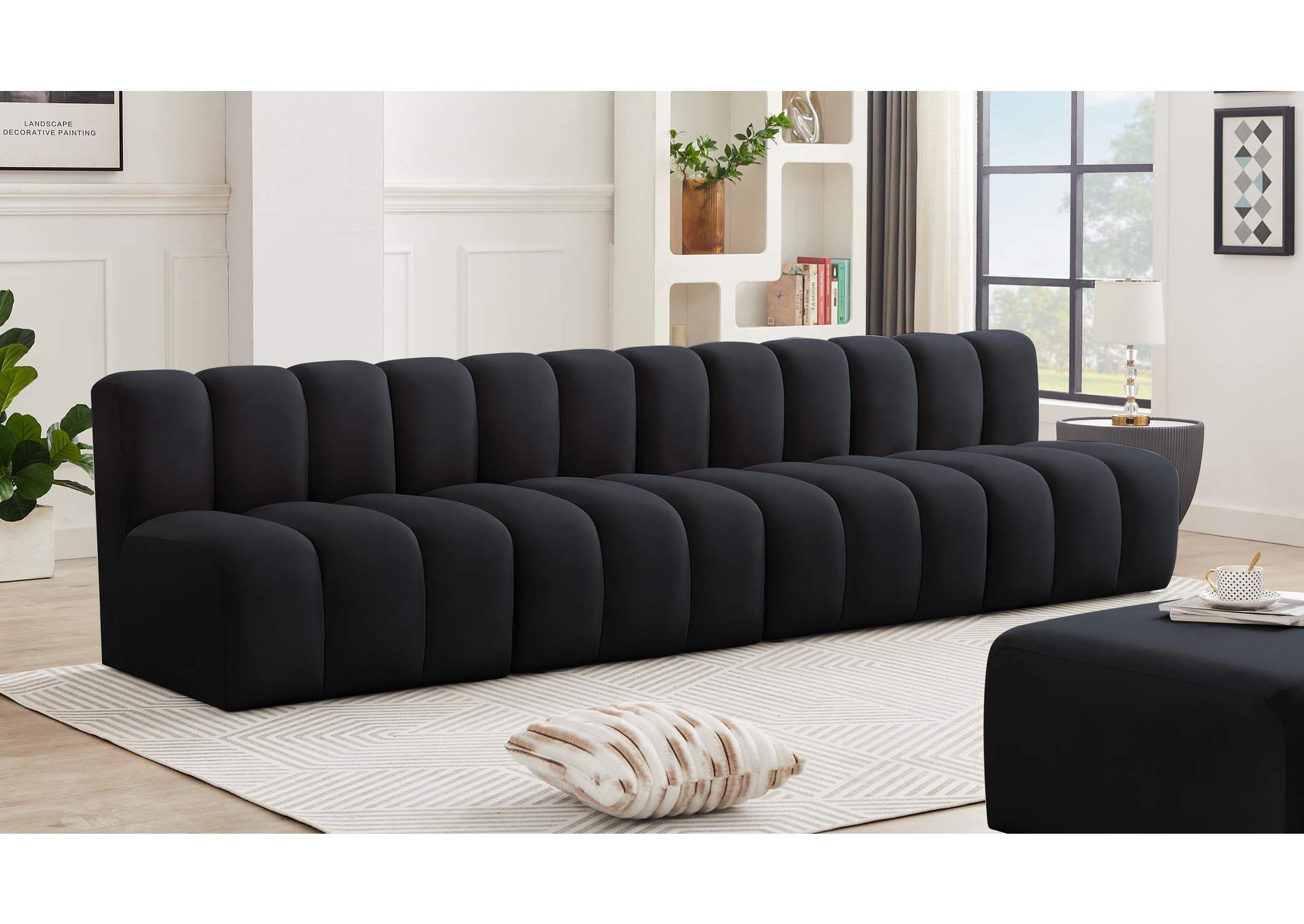 Arc Black Velvet Modular Sofa,Meridian Furniture