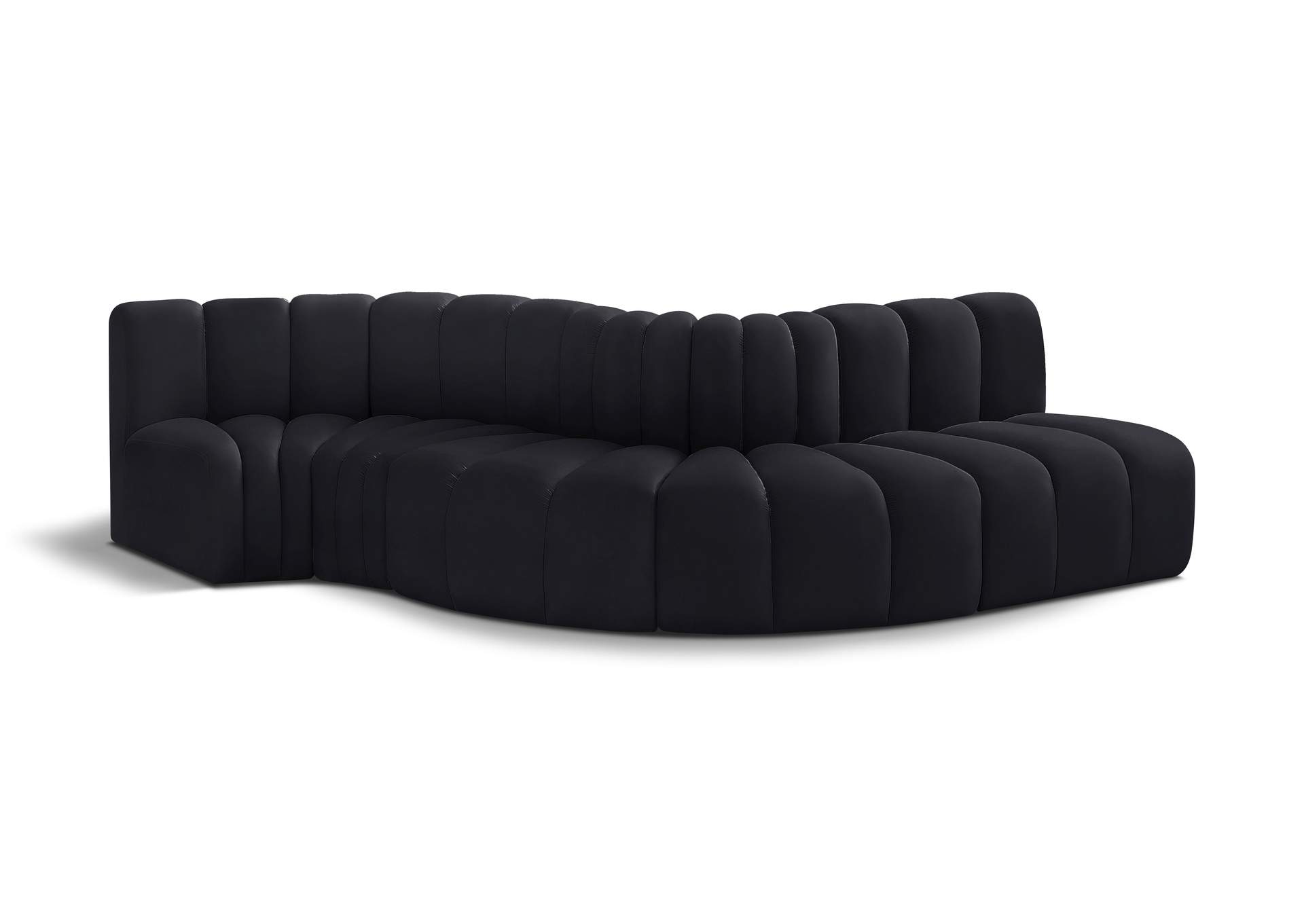 Arc Black Velvet Modular Sofa,Meridian Furniture