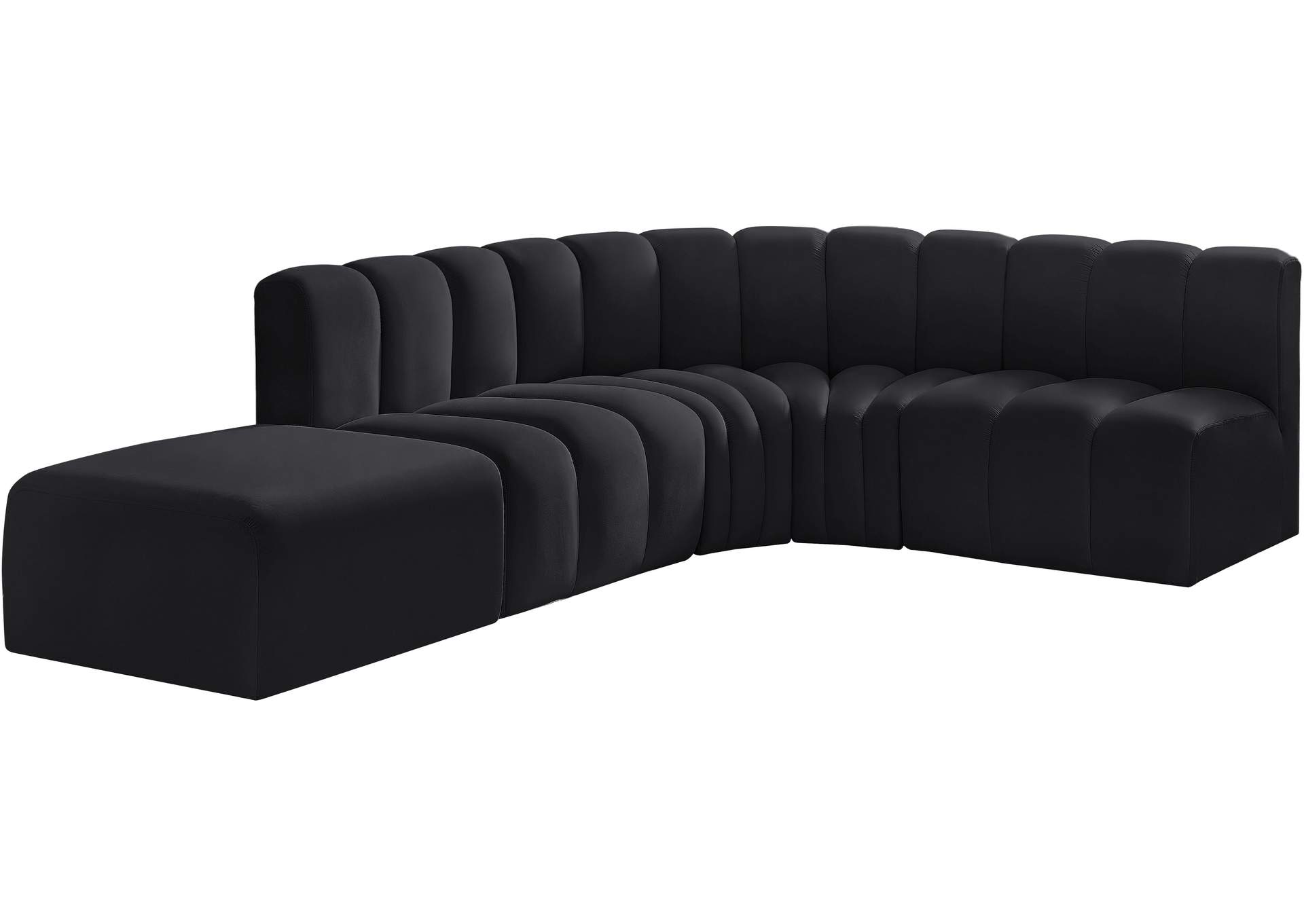 Arc Black Velvet Modular Sofa,Meridian Furniture