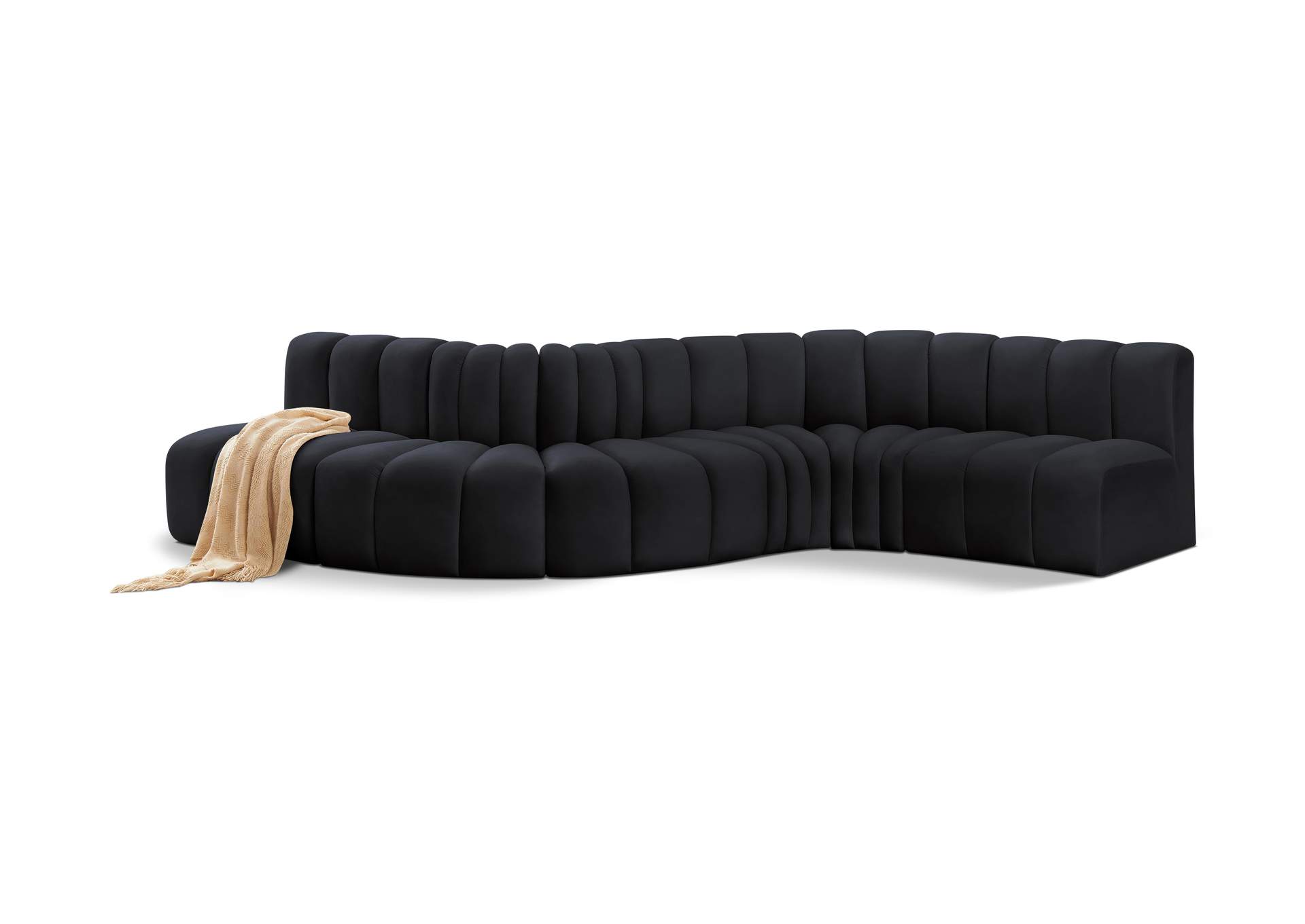 Arc Black Velvet Modular Sofa,Meridian Furniture