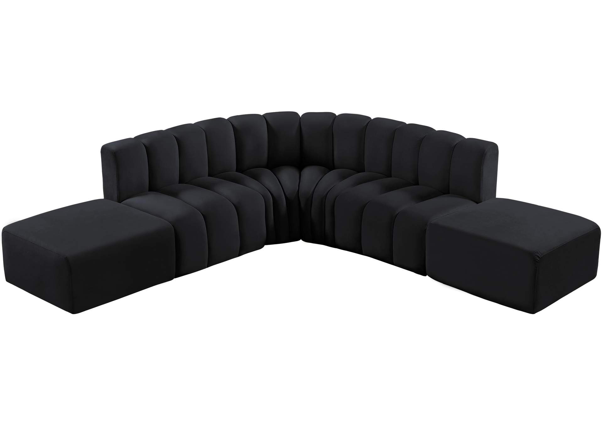 Arc Black Velvet Modular Sofa,Meridian Furniture