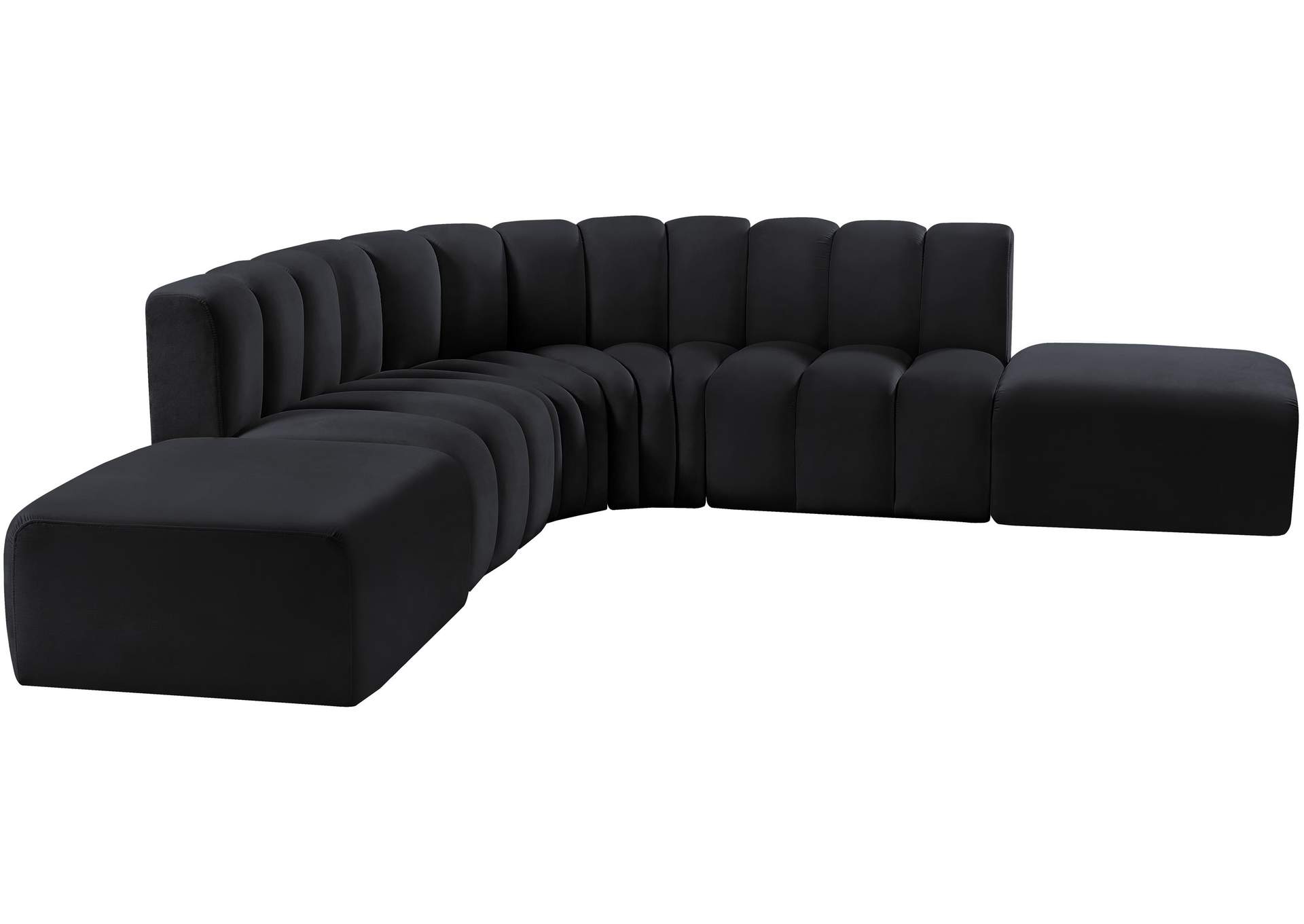 Arc Black Velvet Modular Sofa,Meridian Furniture