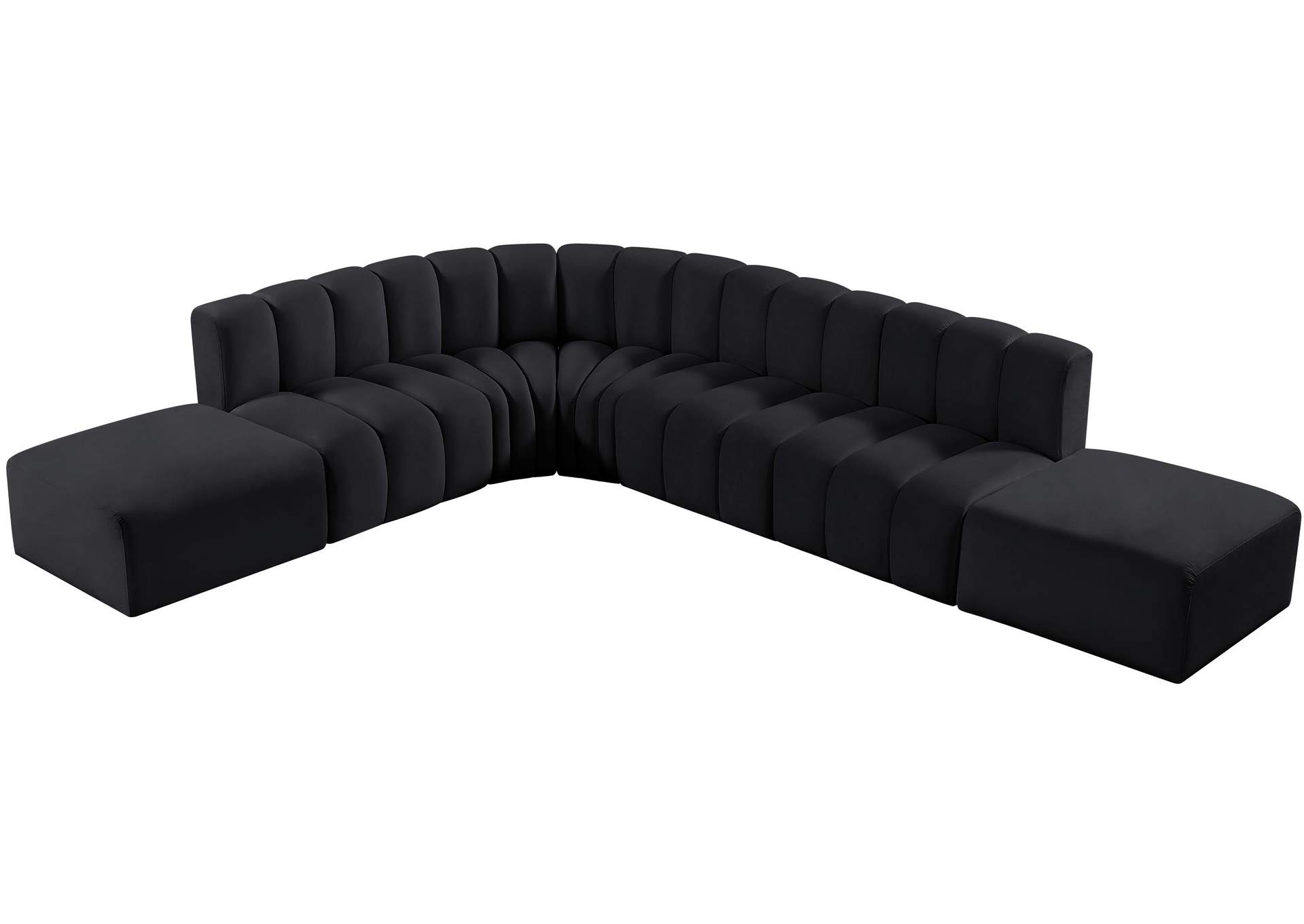 Arc Black Velvet Modular Sofa,Meridian Furniture