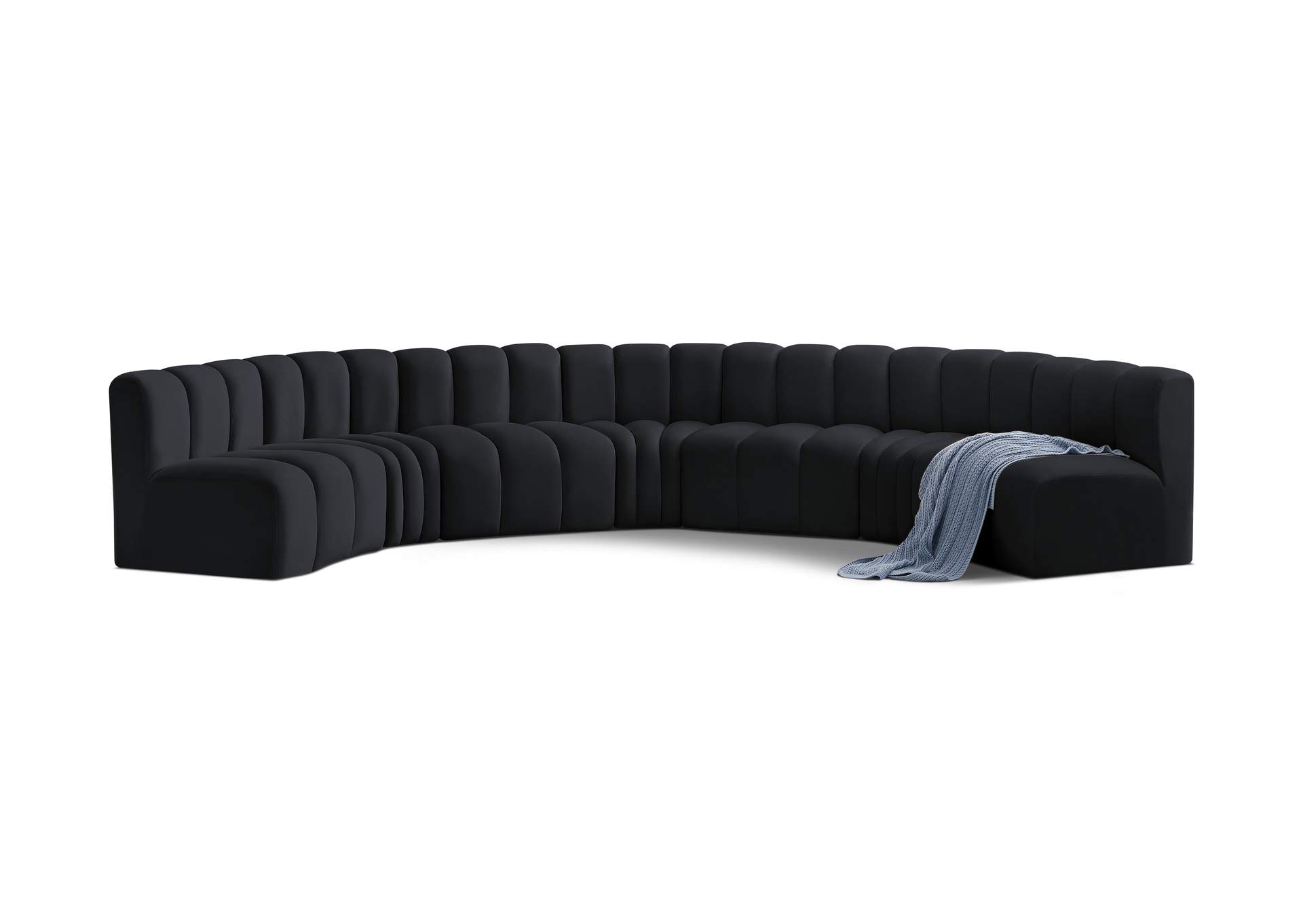 Arc Black Velvet Modular Sofa,Meridian Furniture