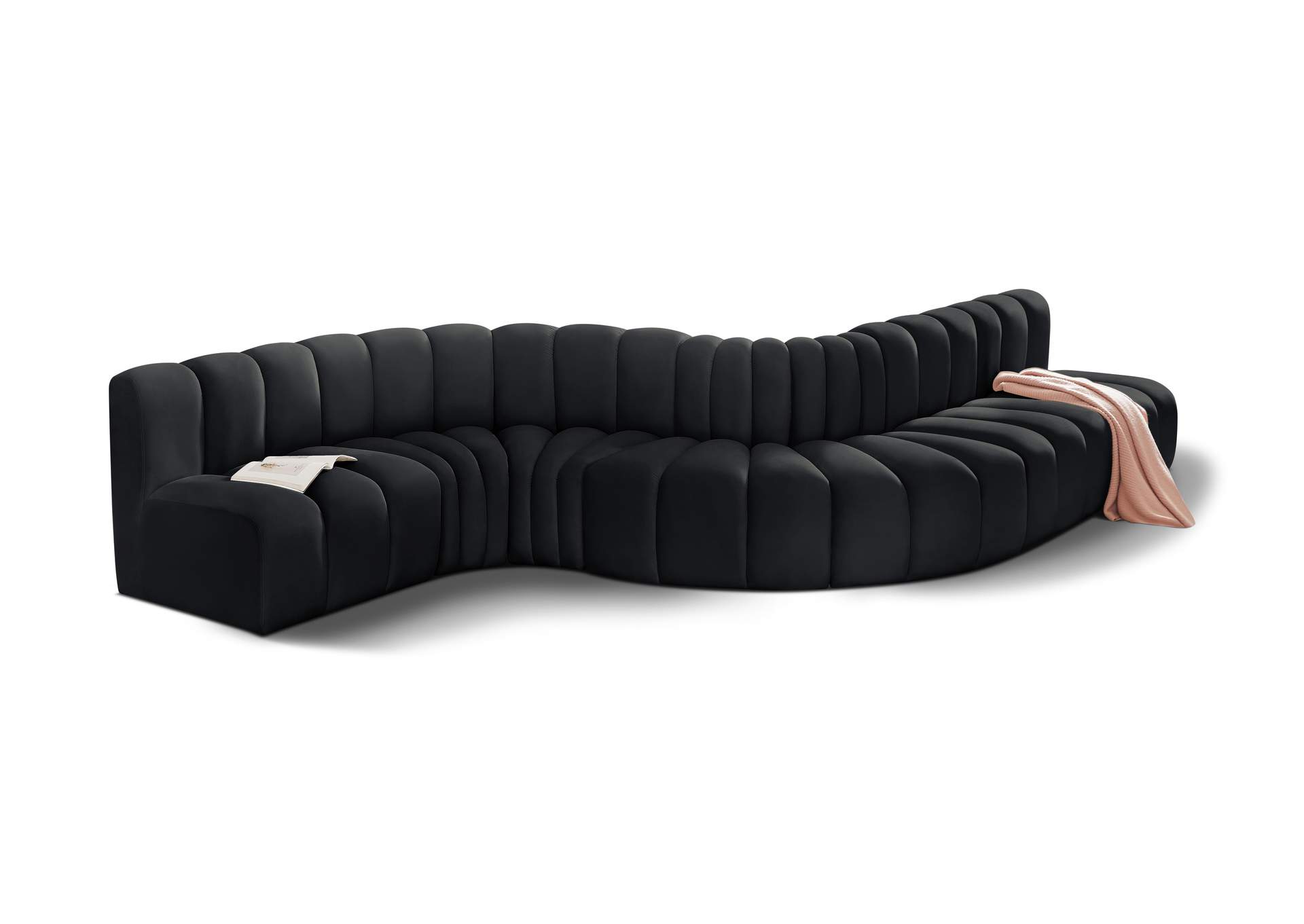 Arc Black Velvet Modular Sofa,Meridian Furniture