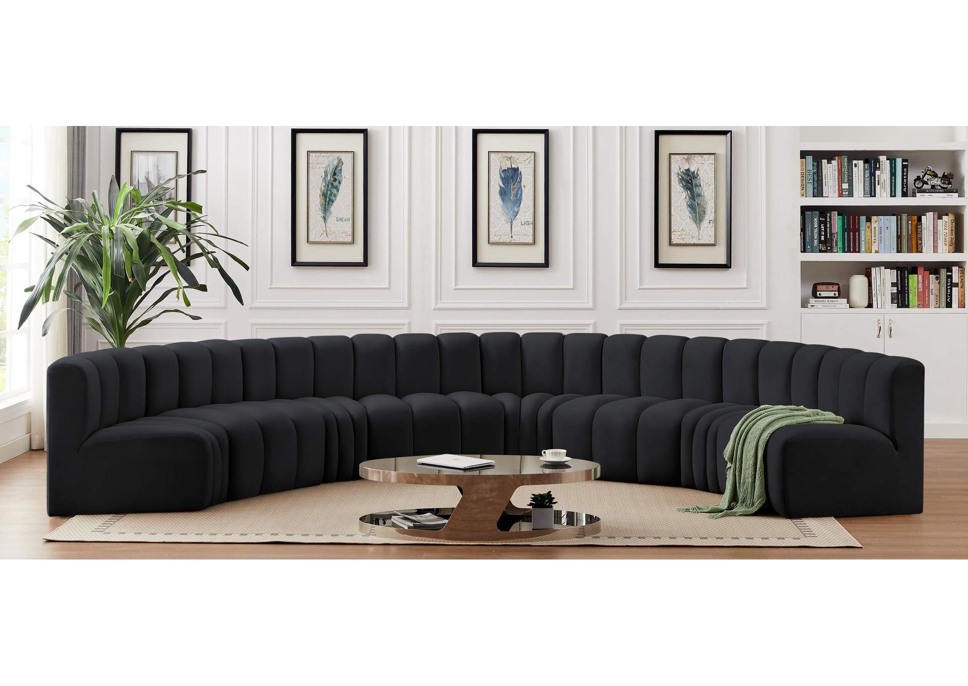 Arc Black Velvet Modular Sofa,Meridian Furniture