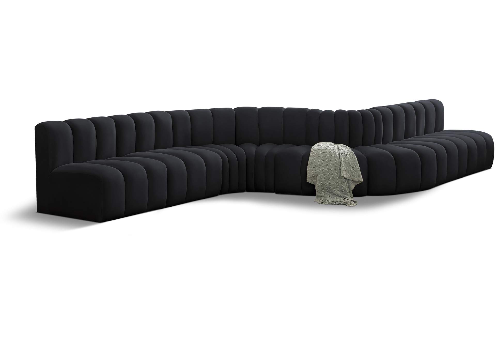 Arc Black Velvet Modular Sofa,Meridian Furniture