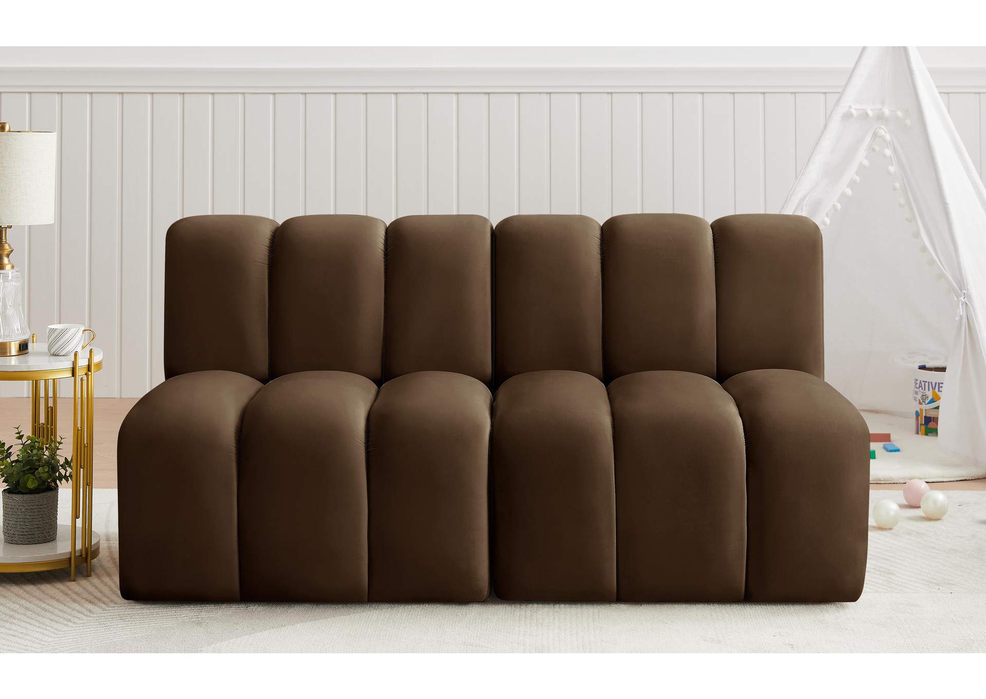 Arc Brown Velvet Modular Sofa,Meridian Furniture