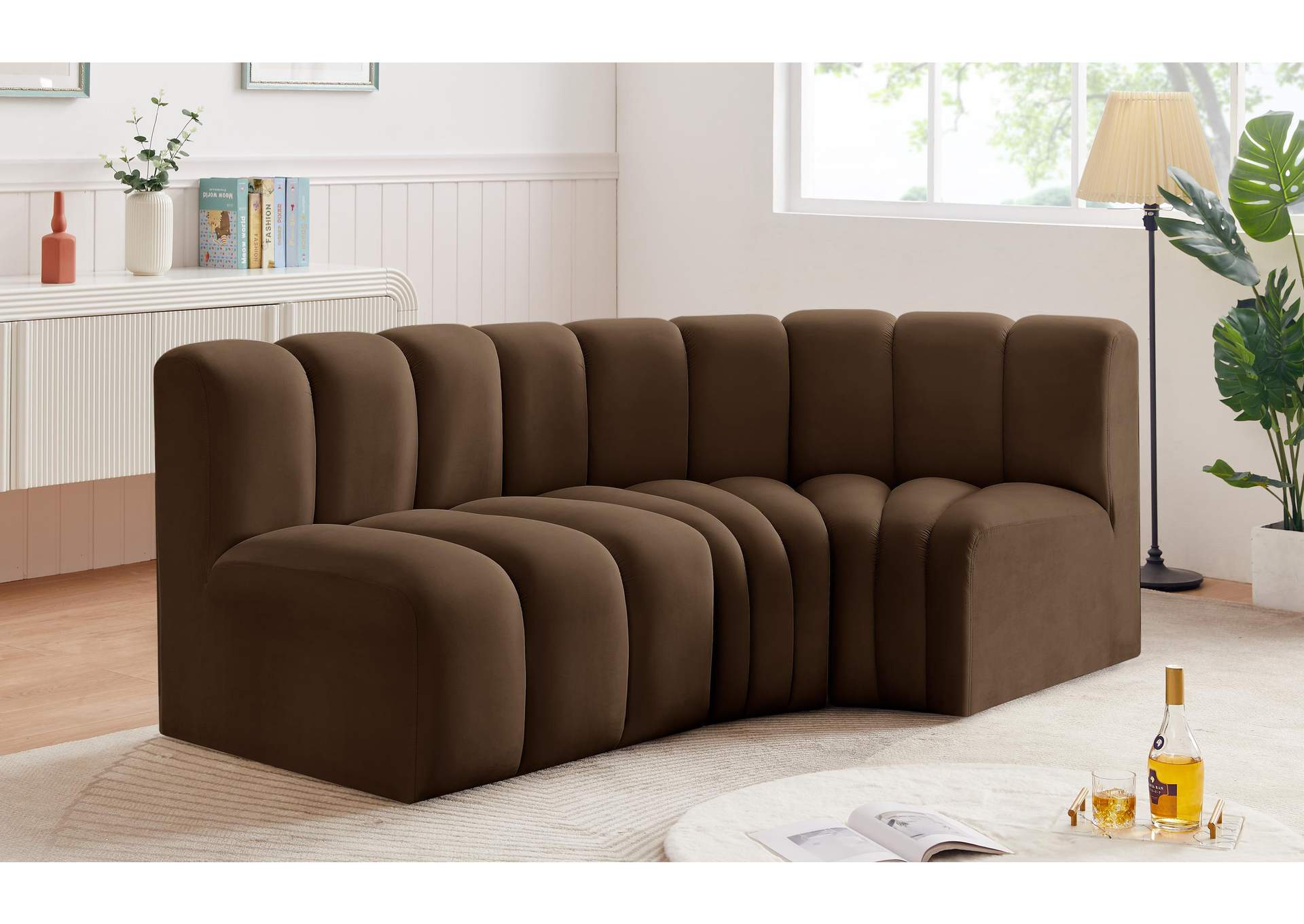 Arc Brown Velvet Modular Sofa,Meridian Furniture