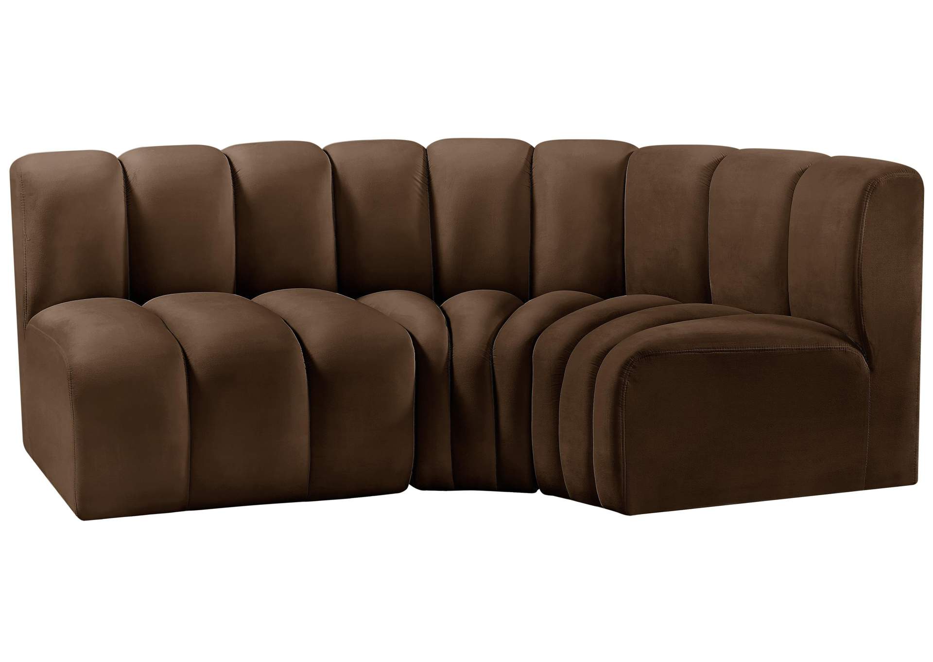 Arc Brown Velvet Modular Sofa,Meridian Furniture