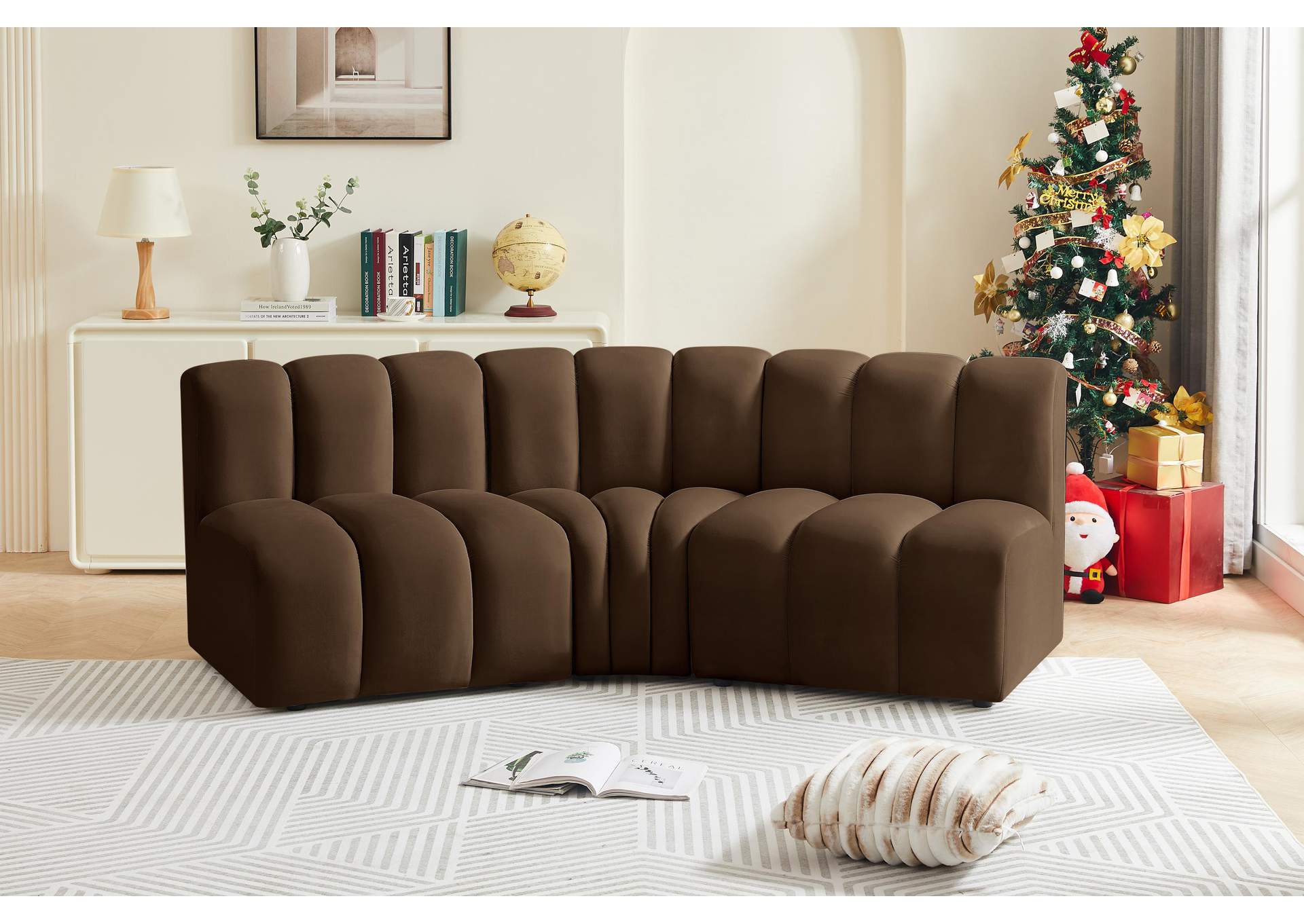 Arc Brown Velvet Modular Sofa,Meridian Furniture