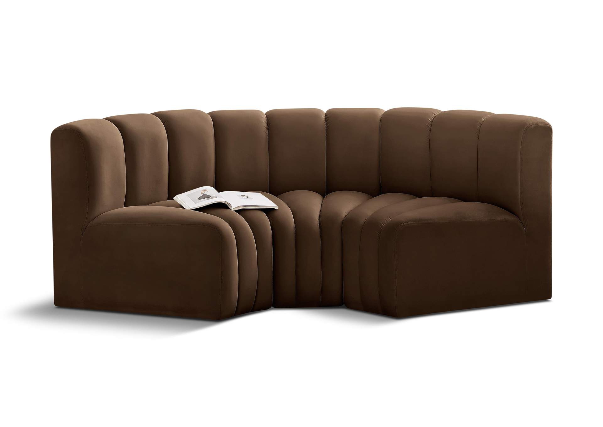 Arc Brown Velvet Modular Sofa,Meridian Furniture