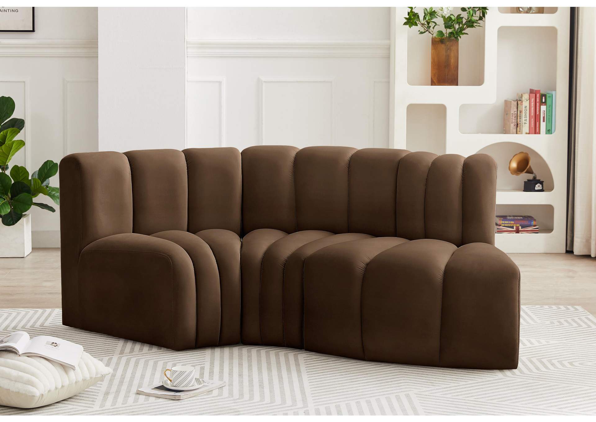 Arc Brown Velvet Modular Sofa,Meridian Furniture