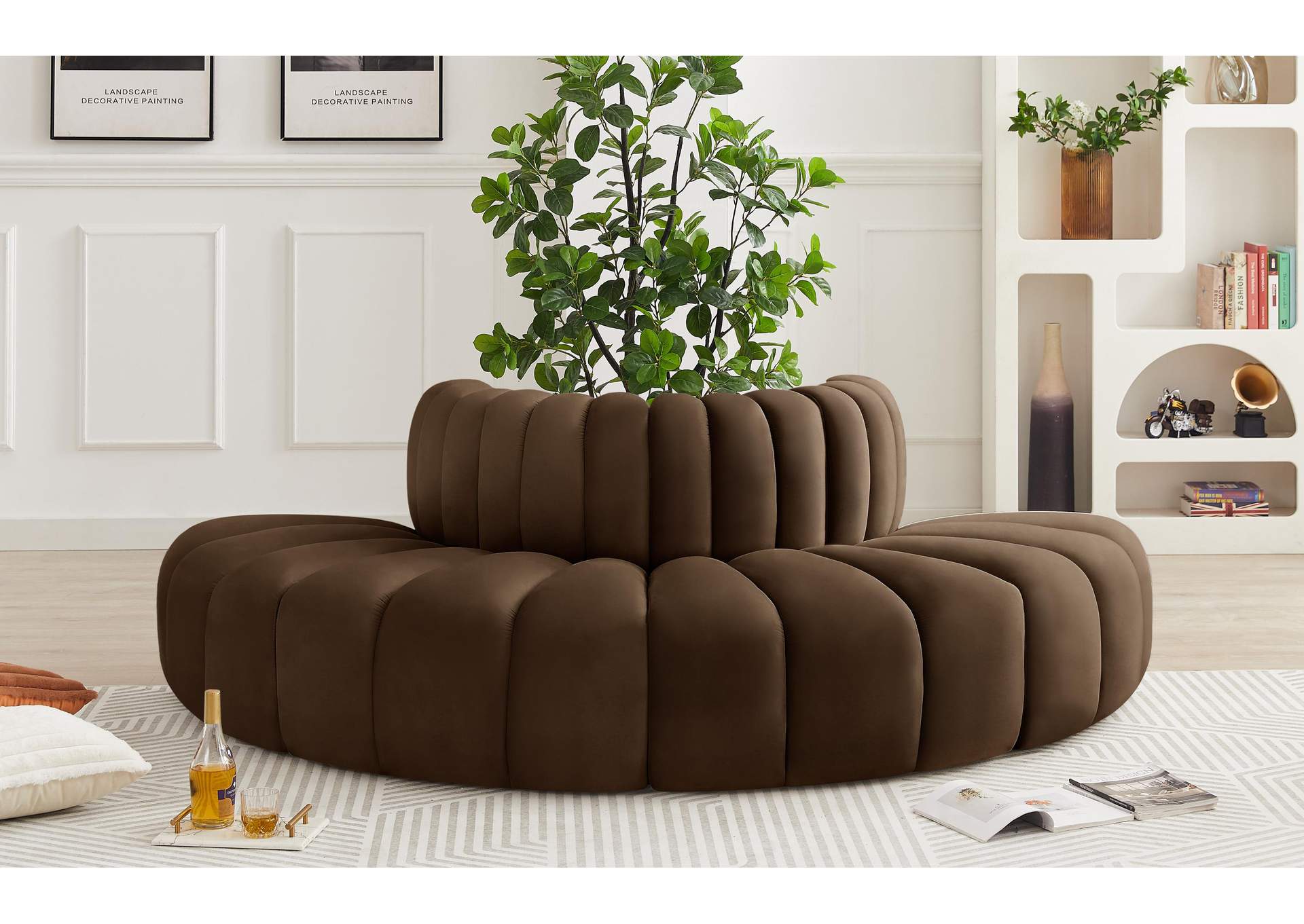 Arc Brown Velvet Modular Sofa,Meridian Furniture