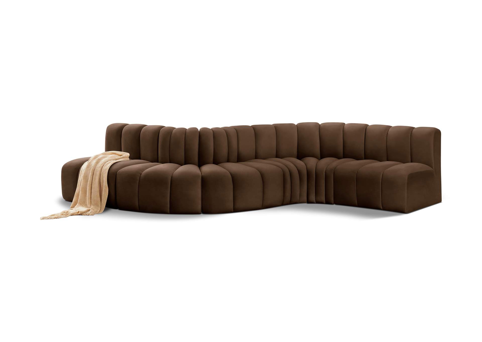 Arc Brown Velvet Modular Sofa,Meridian Furniture