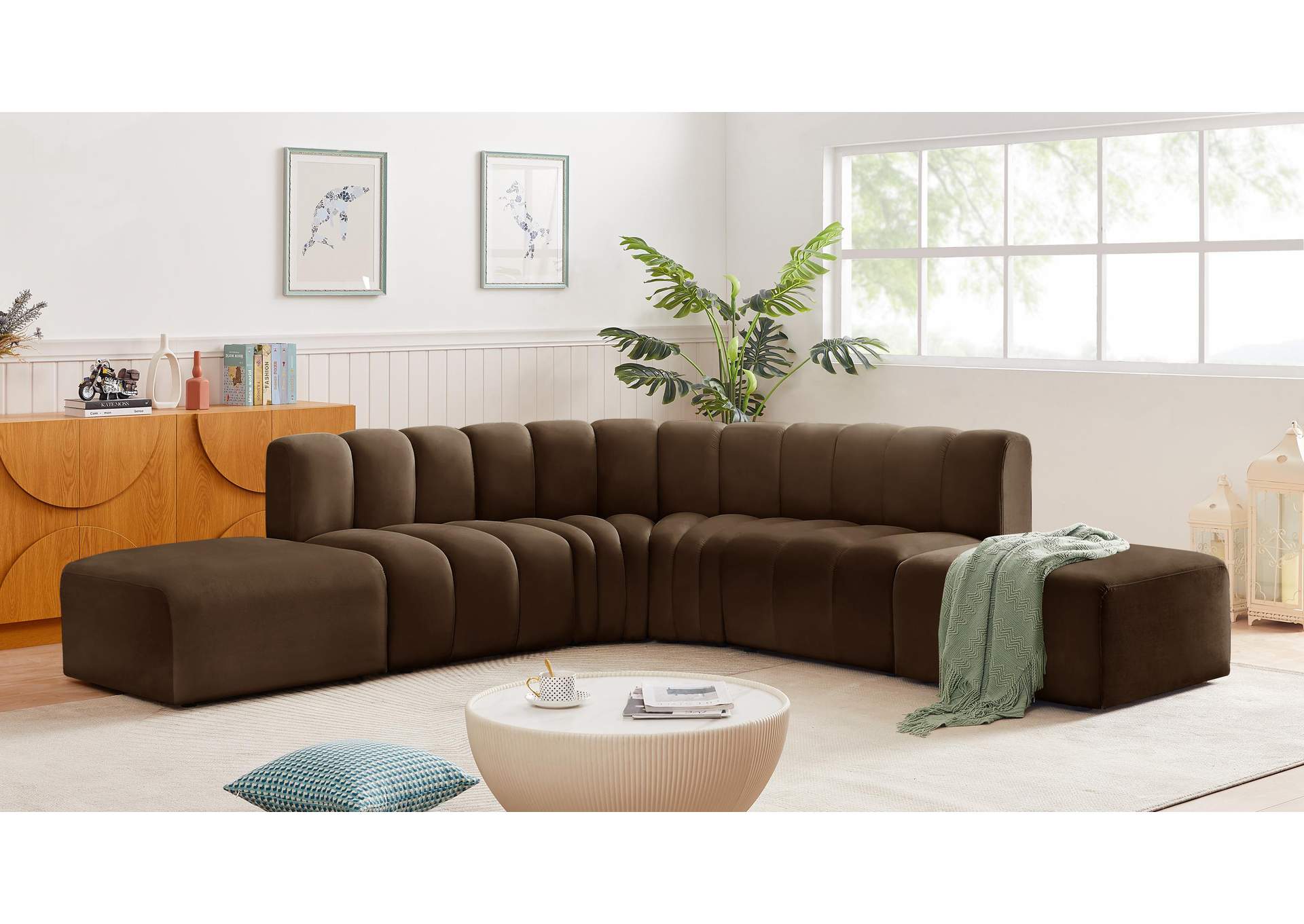 Arc Brown Velvet Modular Sofa,Meridian Furniture