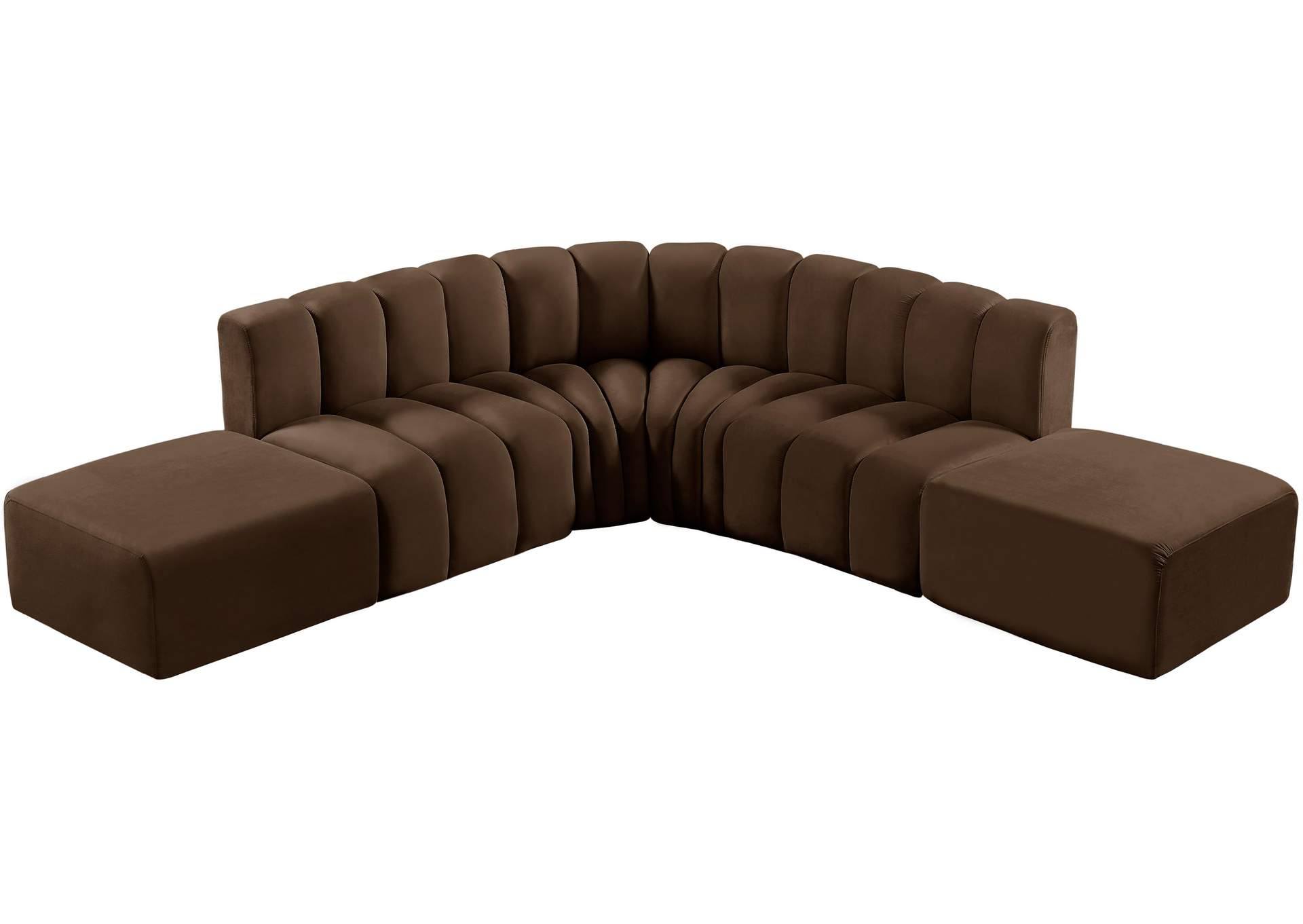 Arc Brown Velvet Modular Sofa,Meridian Furniture