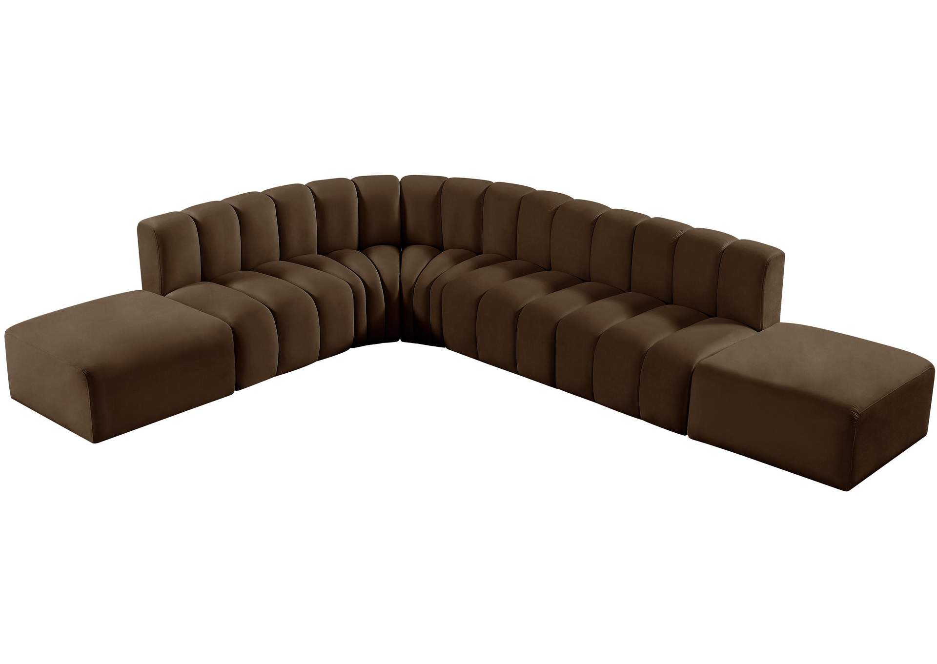 Arc Brown Velvet Modular Sofa,Meridian Furniture