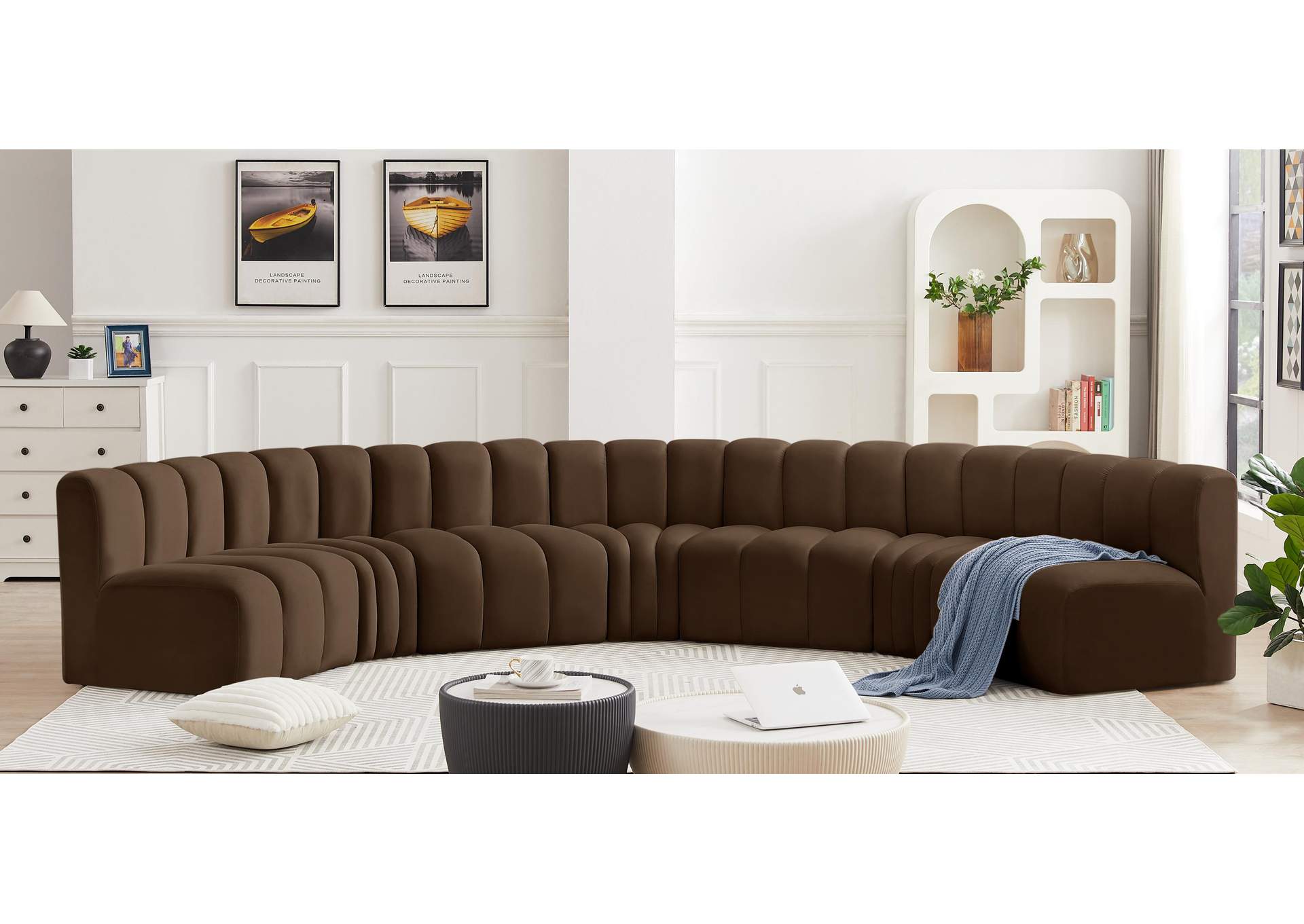 Arc Brown Velvet Modular Sofa,Meridian Furniture