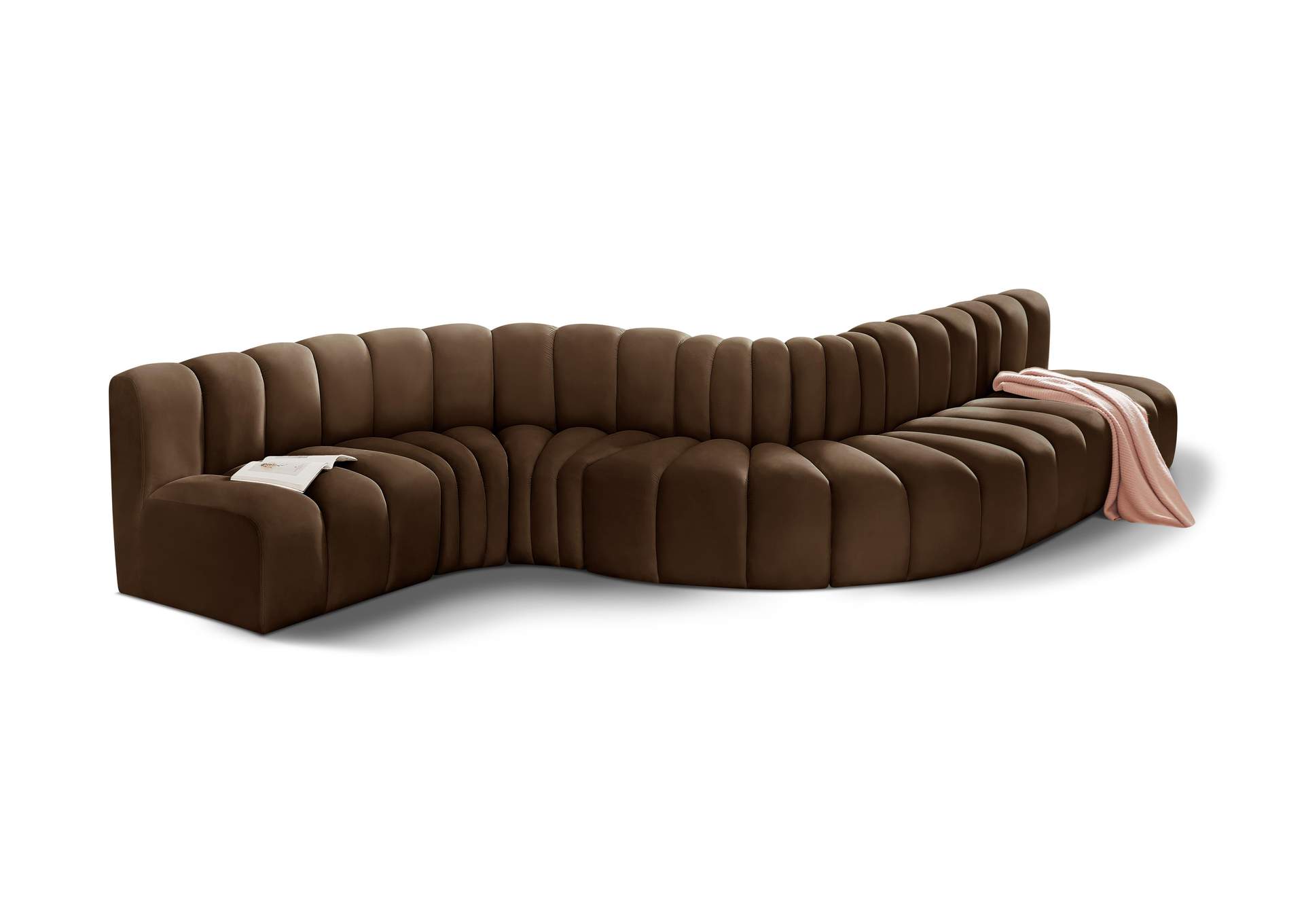 Arc Brown Velvet Modular Sofa,Meridian Furniture