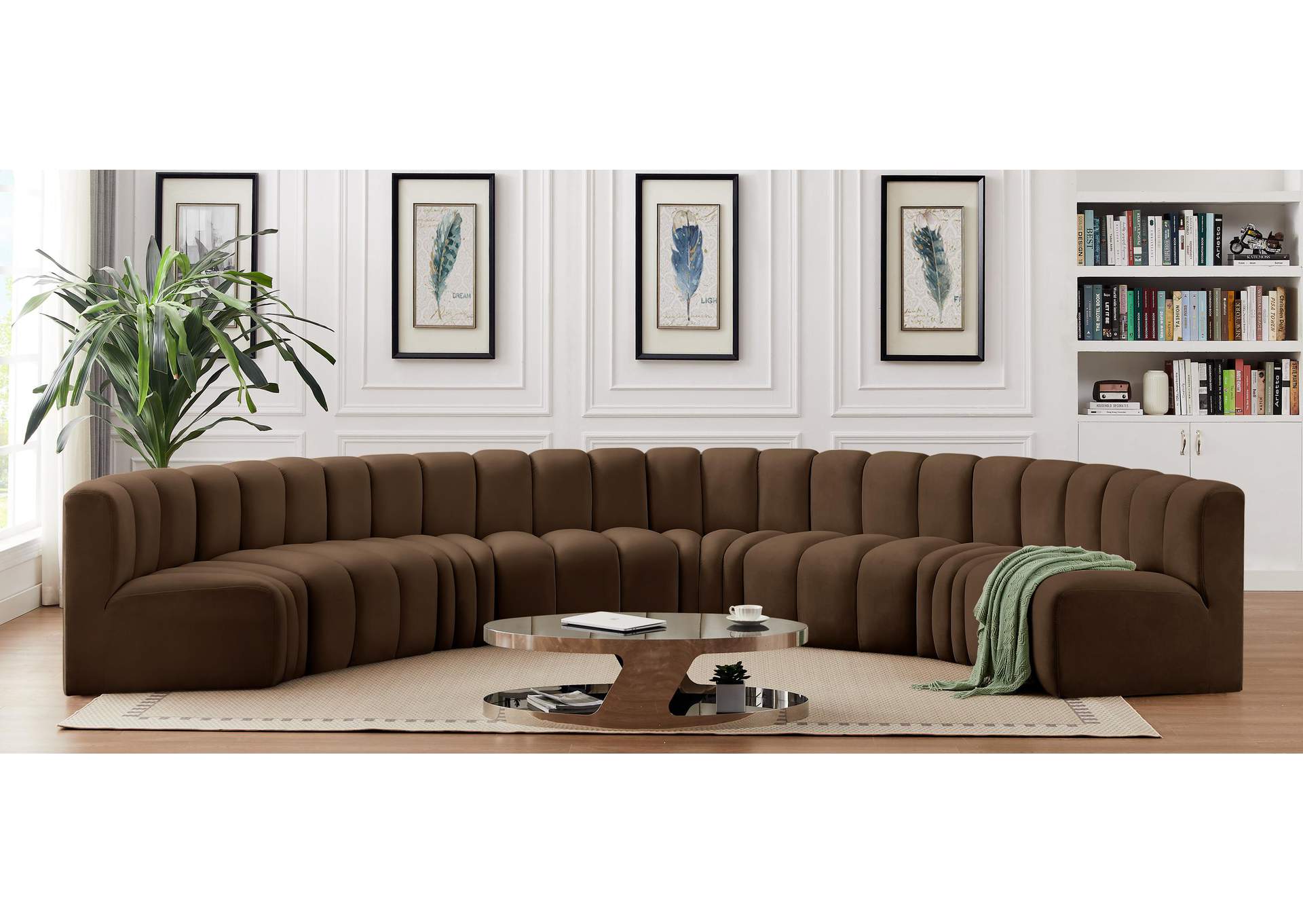 Arc Brown Velvet Modular Sofa,Meridian Furniture