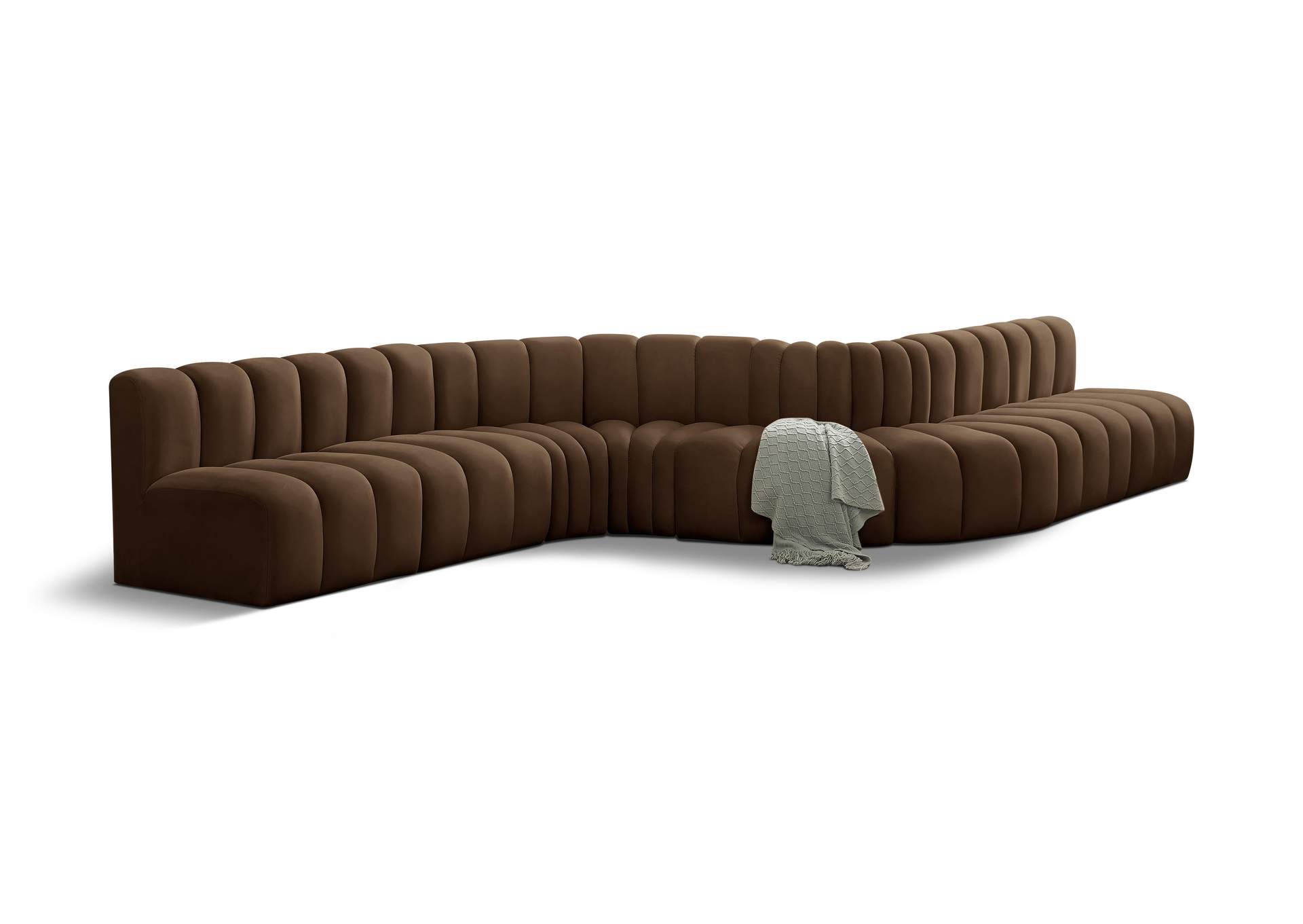 Arc Brown Velvet Modular Sofa,Meridian Furniture