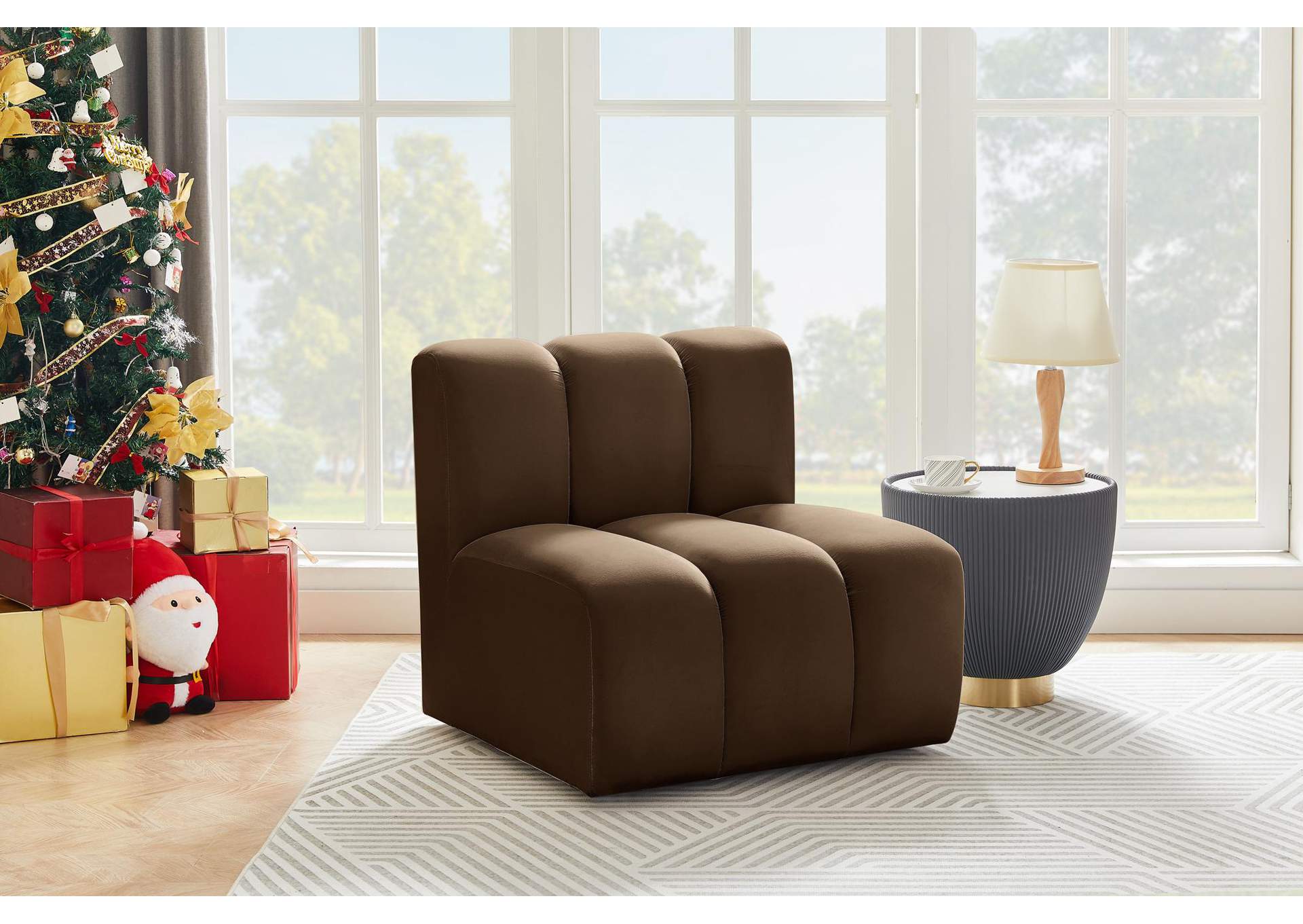 Arc Brown Velvet Straight Chair,Meridian Furniture