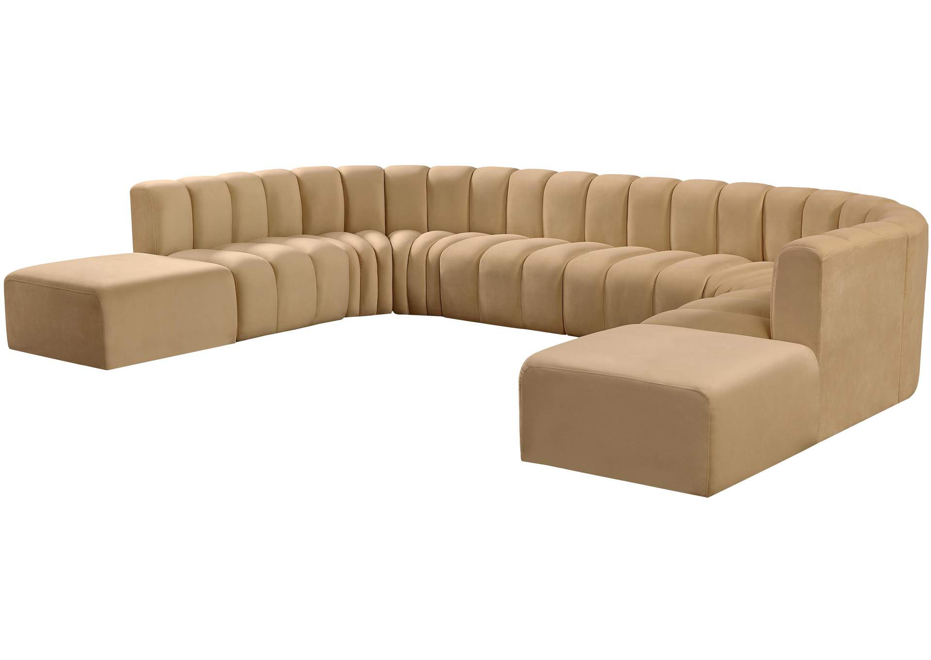 Arc Camel Velvet Modular Sofa,Meridian Furniture