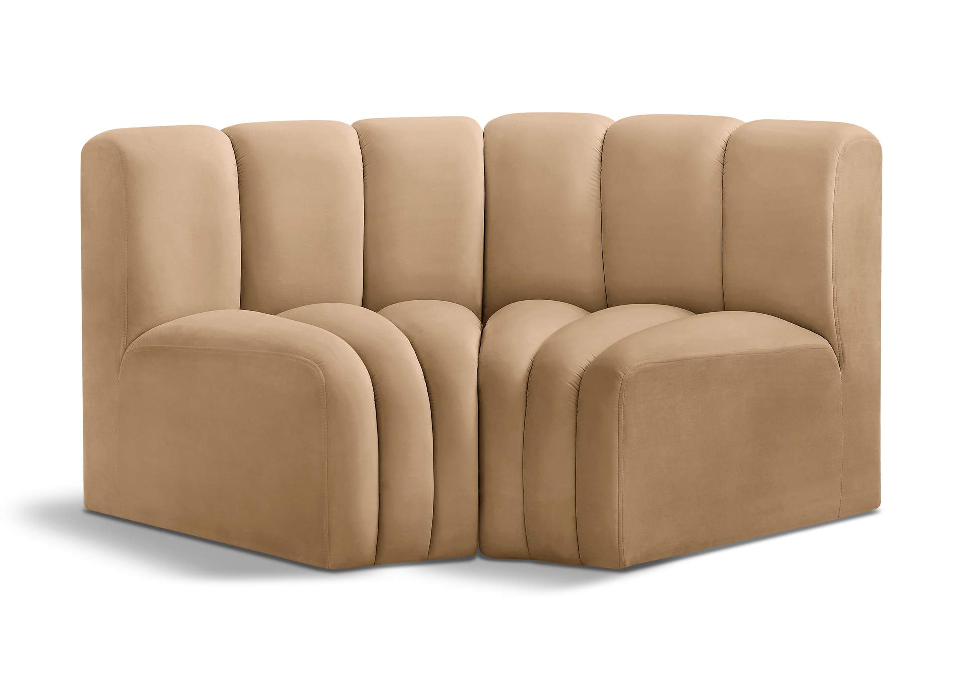 Arc Camel Velvet Modular Sofa,Meridian Furniture