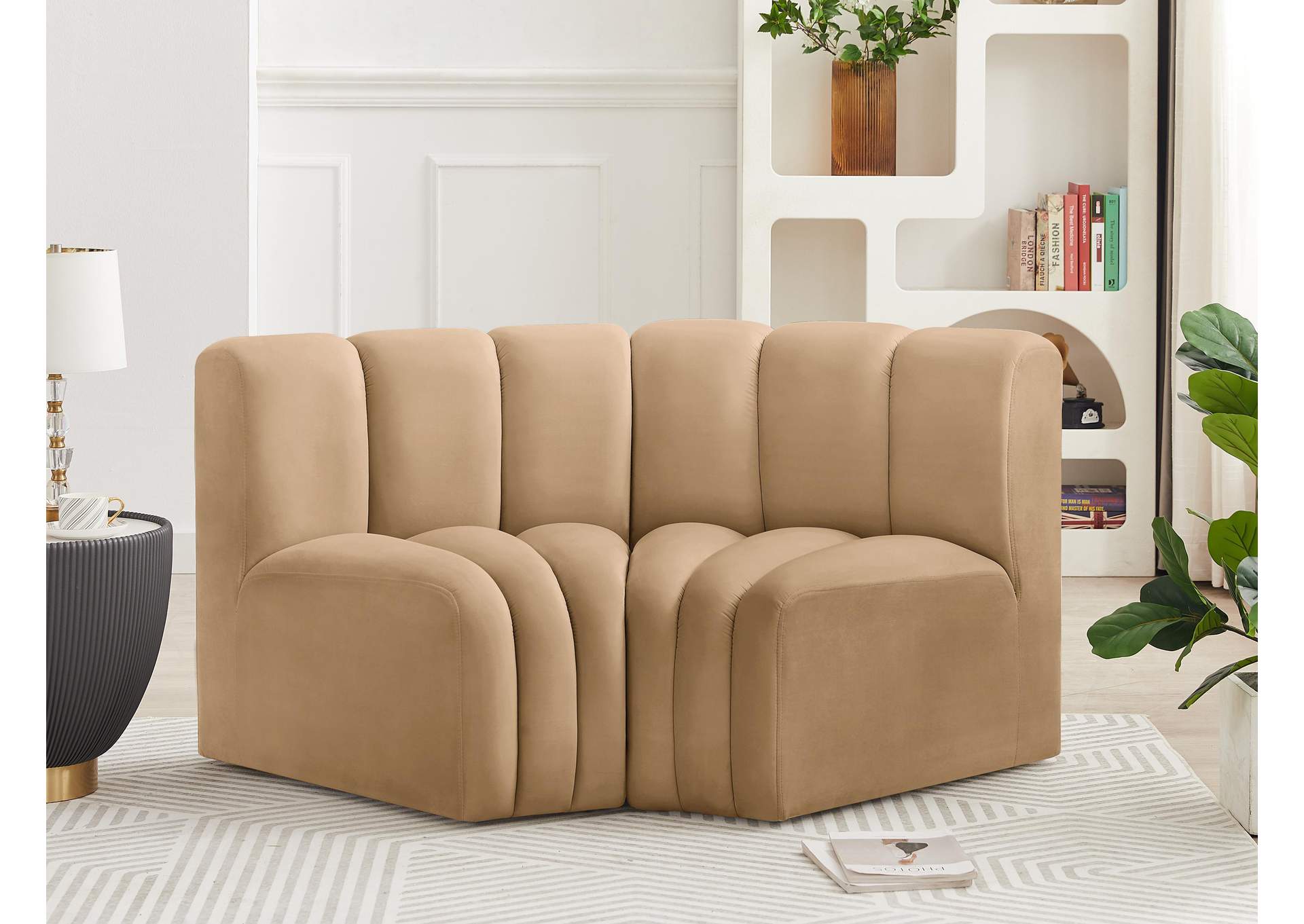 Arc Camel Velvet Modular Sofa,Meridian Furniture