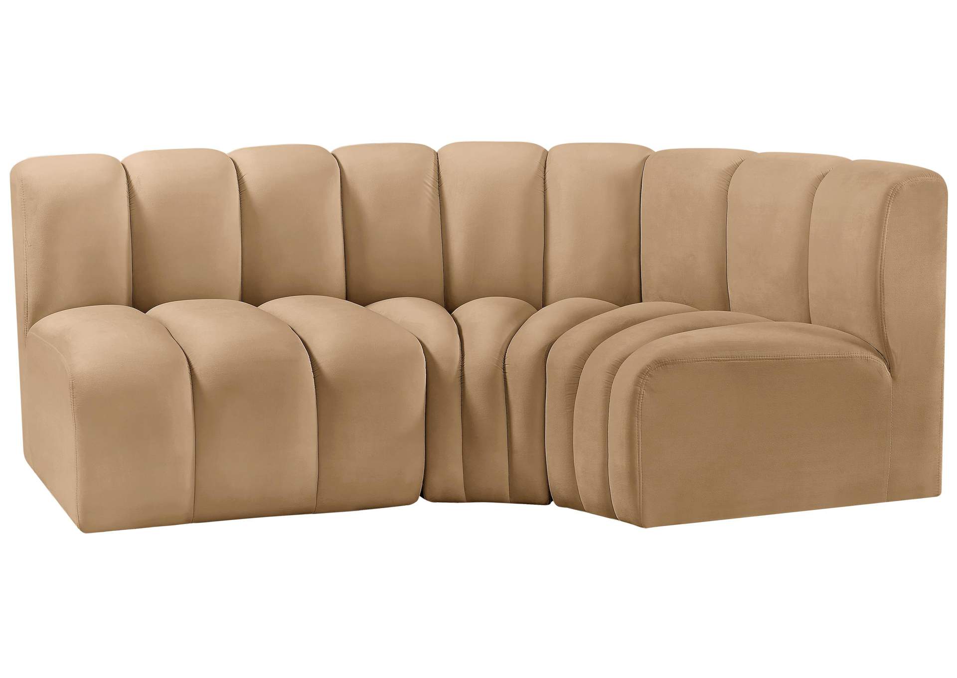 Arc Camel Velvet Modular Sofa,Meridian Furniture