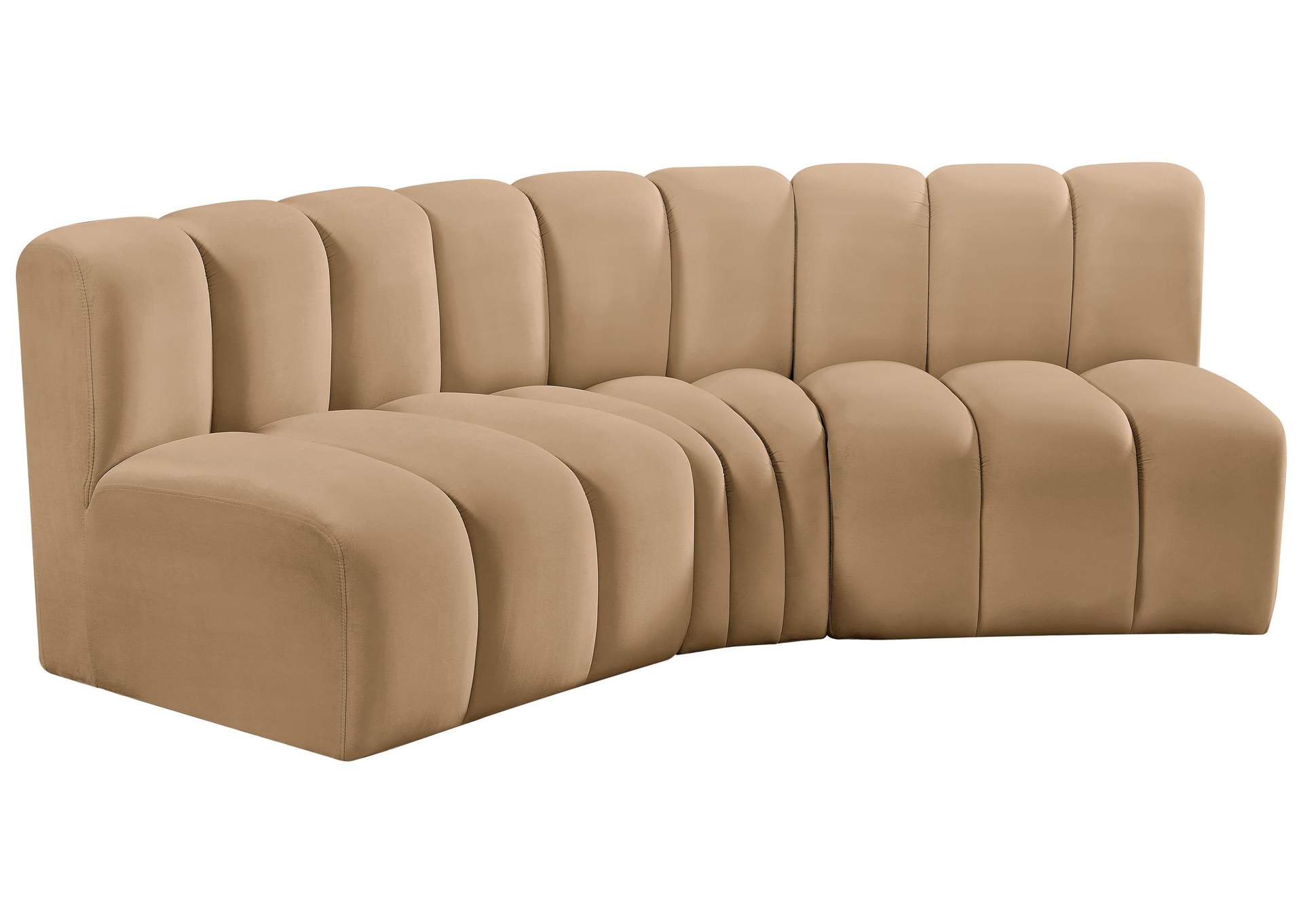 Arc Camel Velvet Modular Sofa,Meridian Furniture