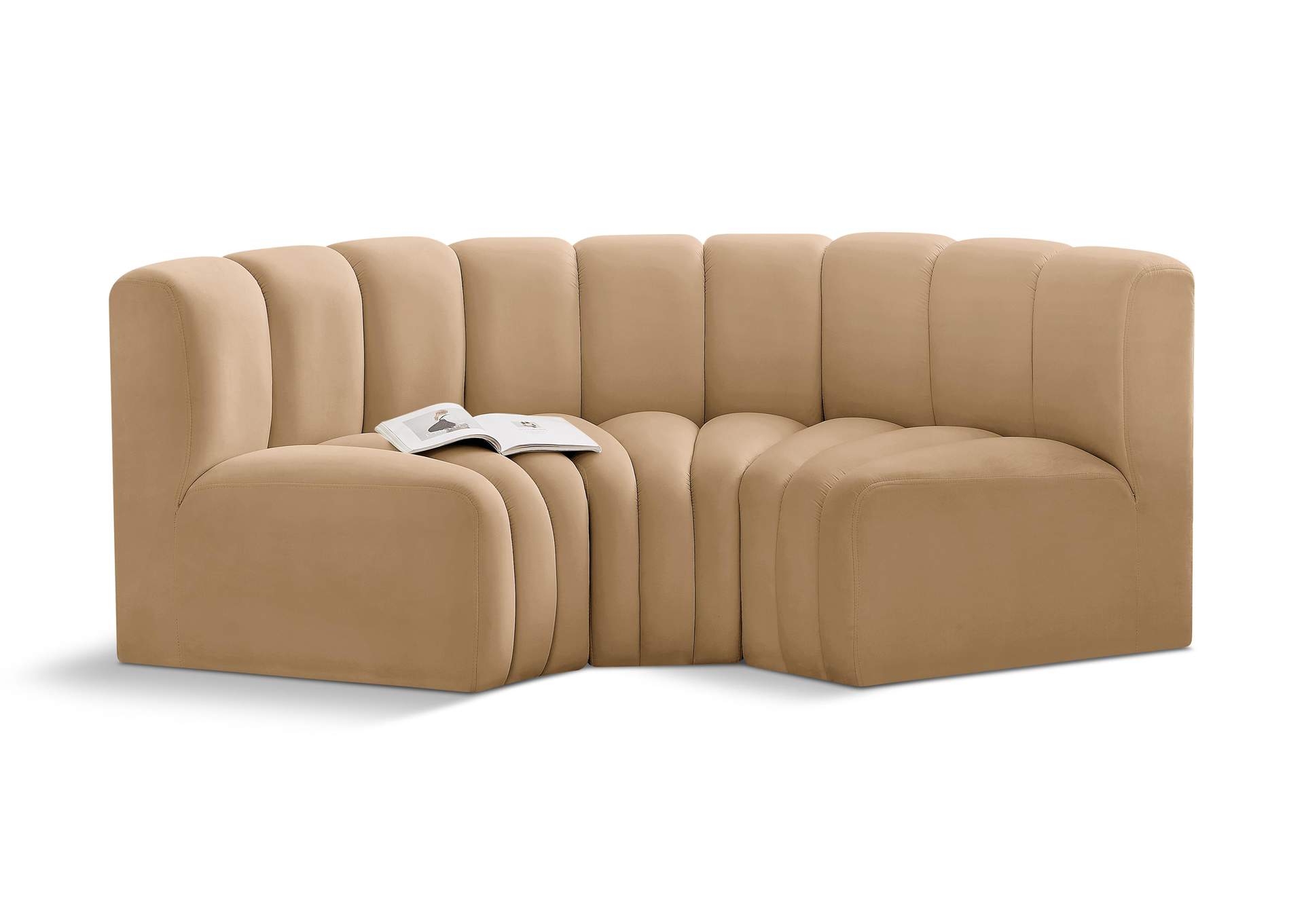 Arc Camel Velvet Modular Sofa,Meridian Furniture